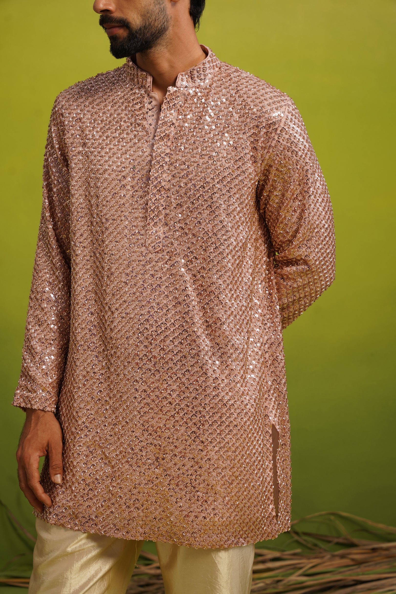 VED CUTDANA PINK SHORT KURTA SET