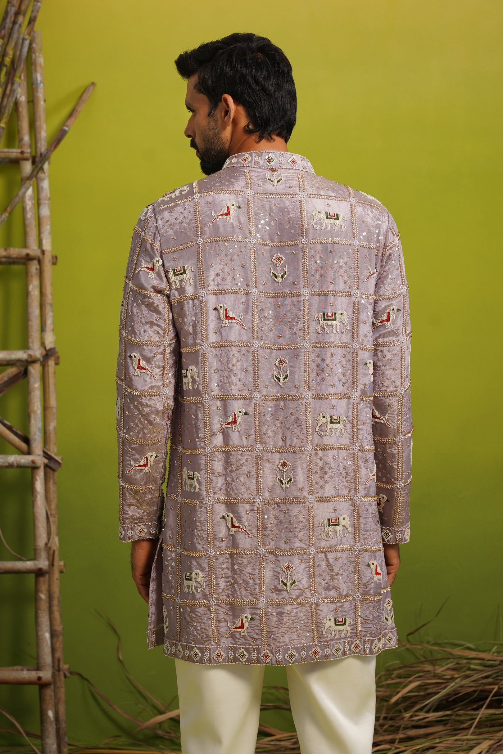 PATOLA LAVENDER SHORT KURTA SET