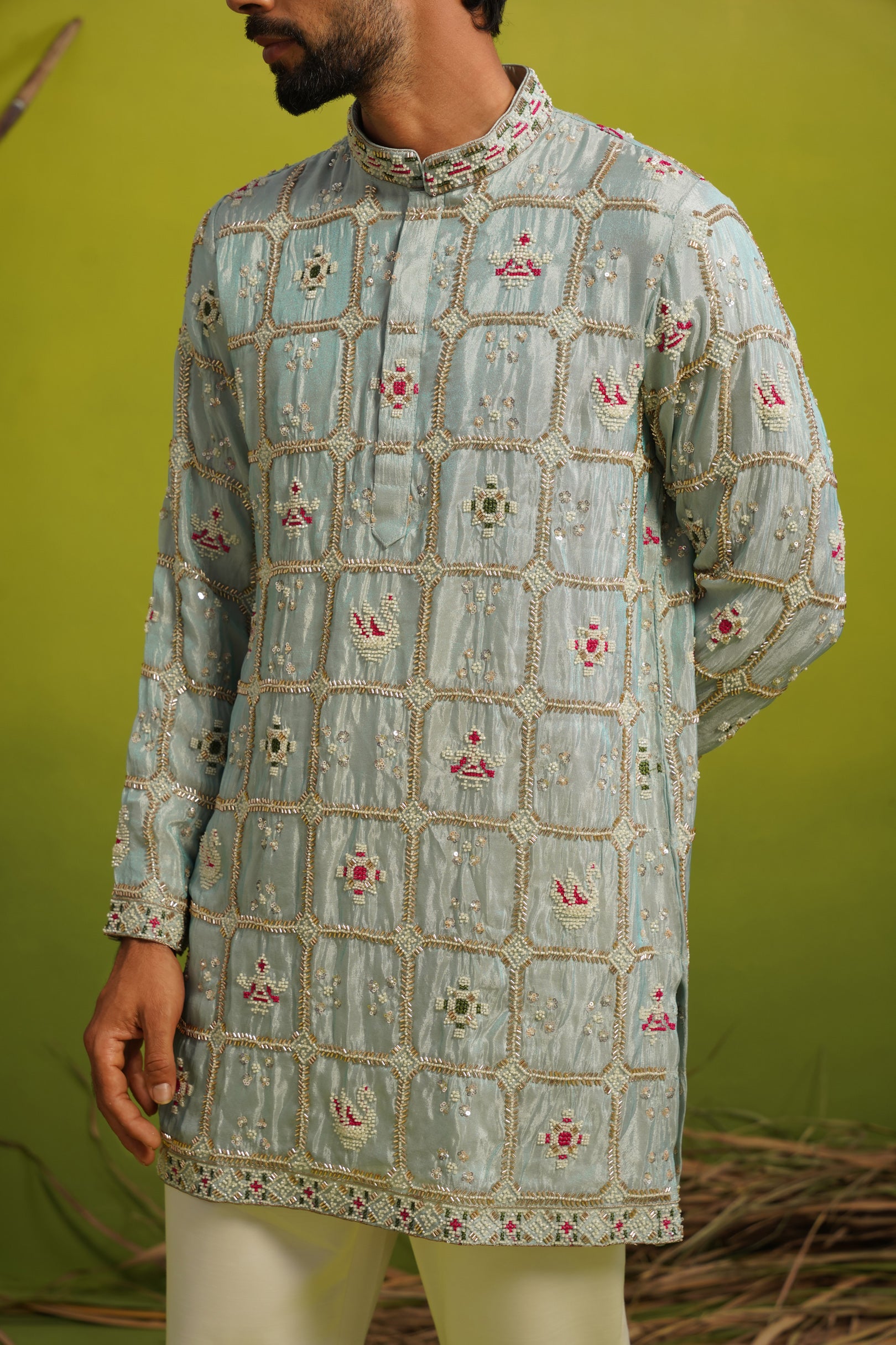 AARSH SKY BLUE SHORT KURTA SET