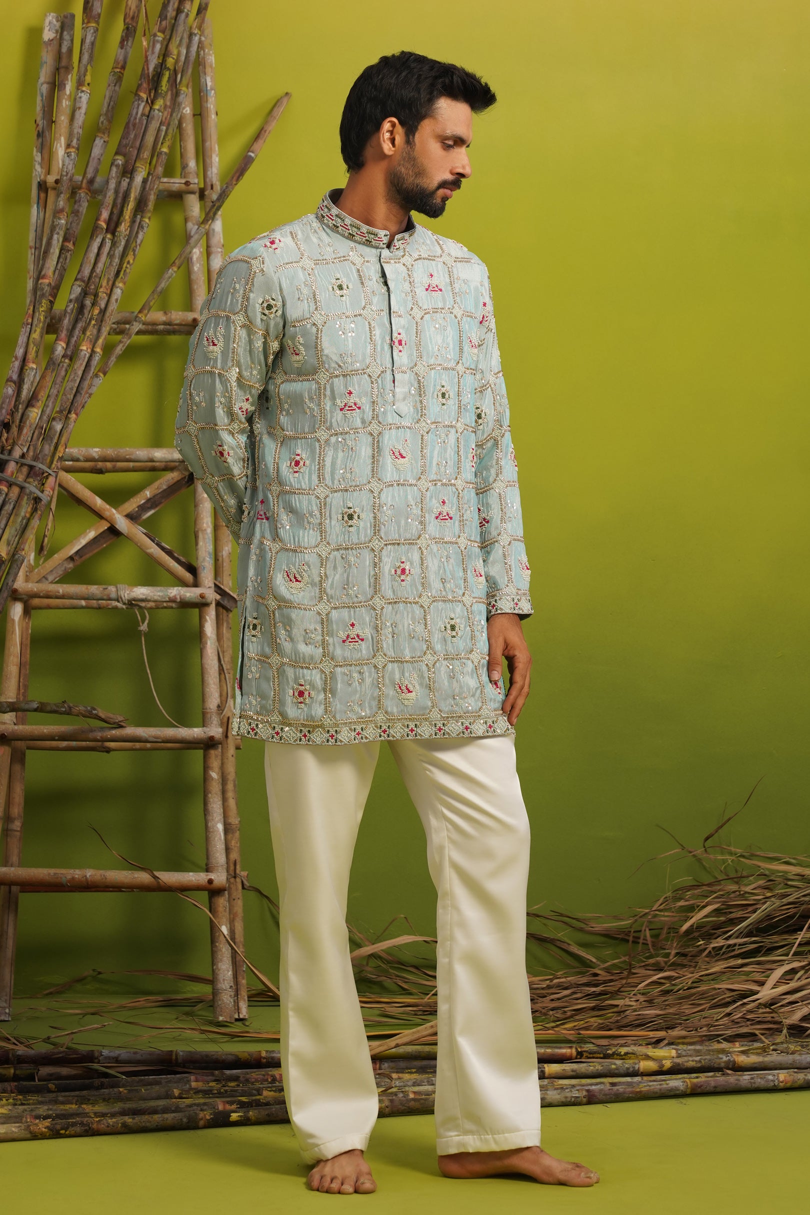AARSH SKY BLUE SHORT KURTA SET