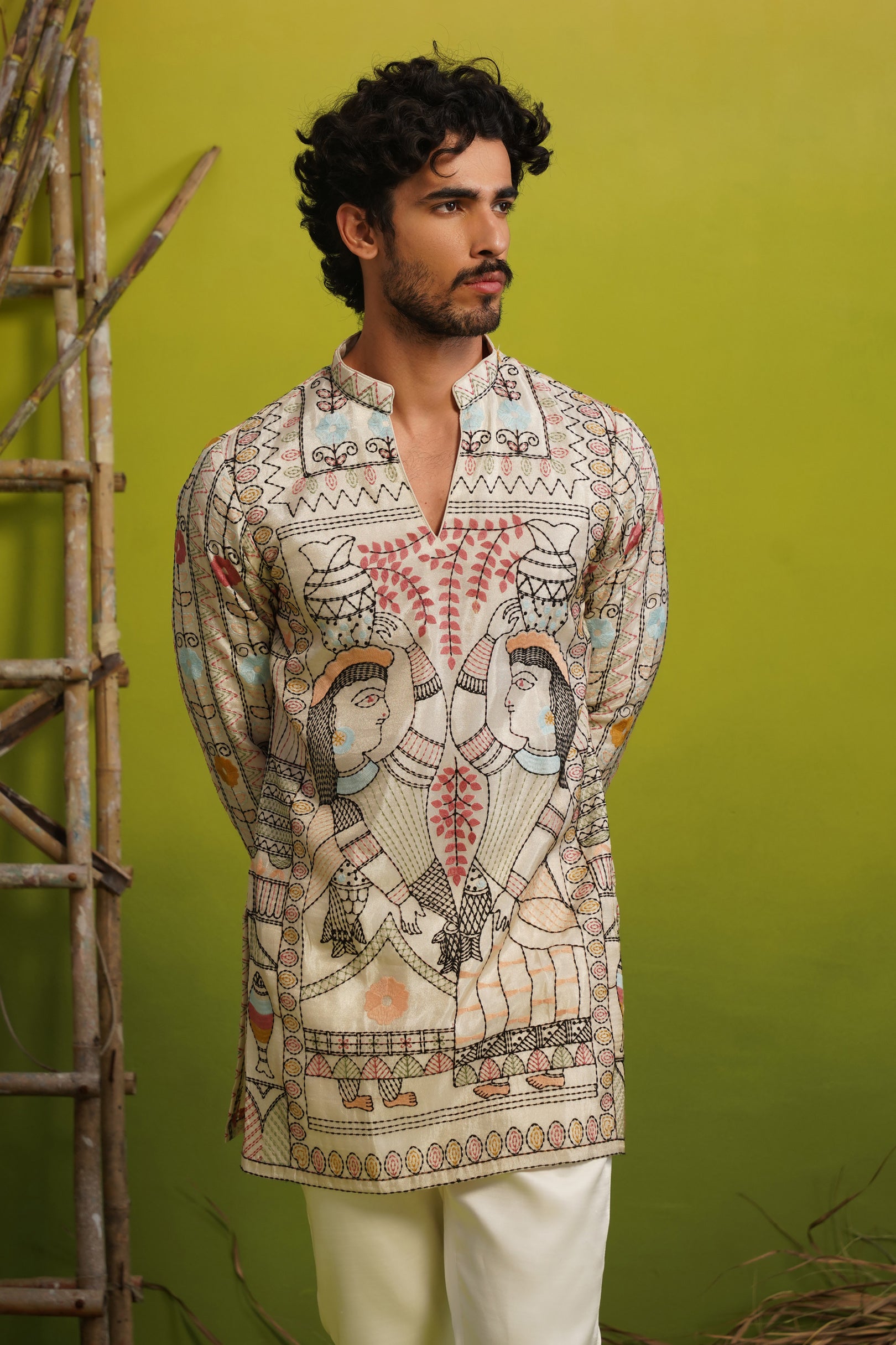 MADHUBAN IVORY SHORT KURTA SET
