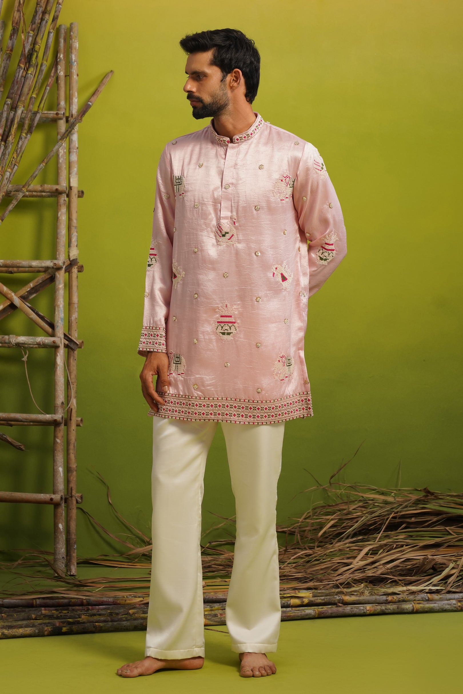 VEDANSH PINK SHORT KURTA SET