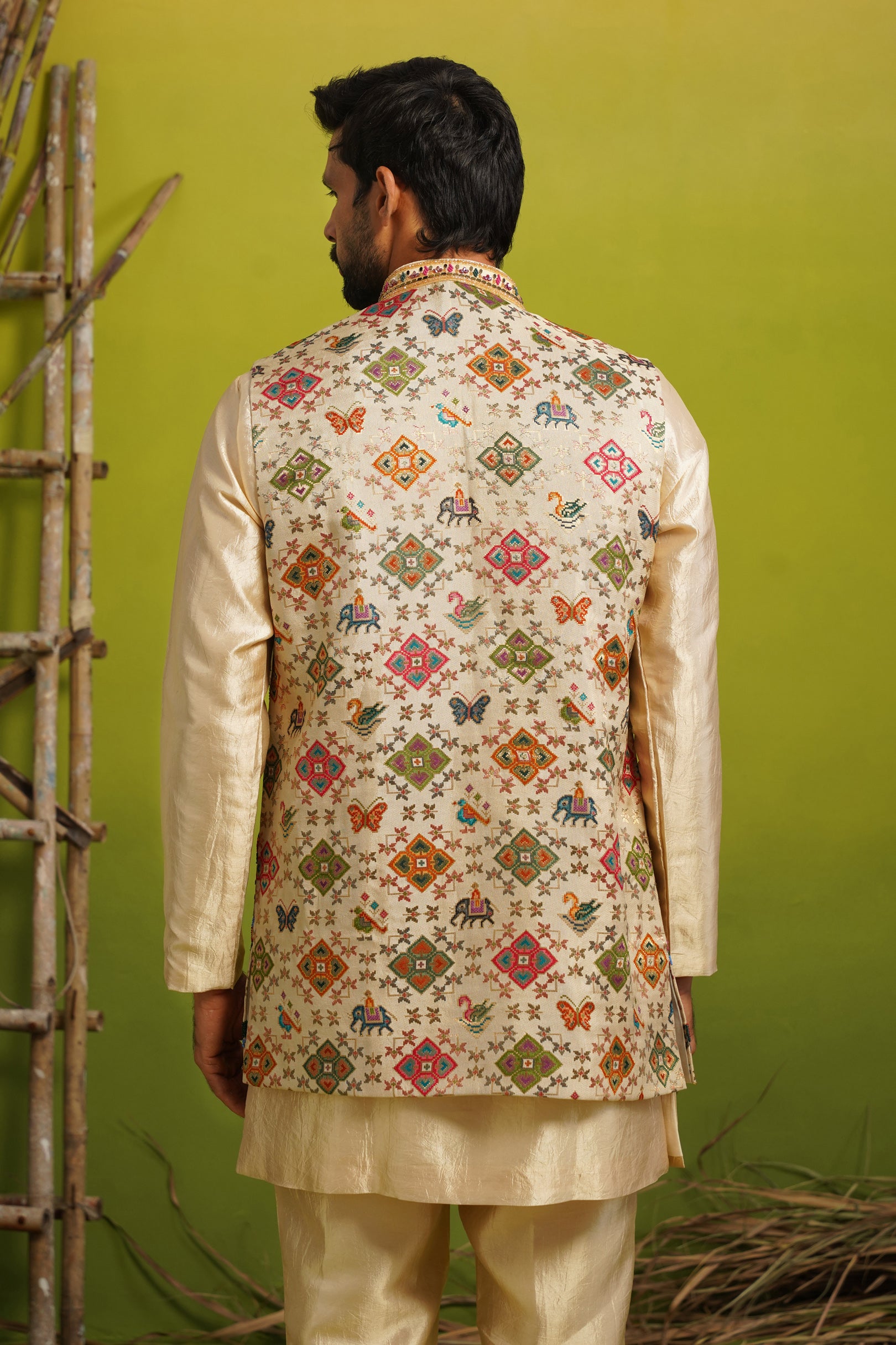 RION GOLDEN SHORT KURTA JACKET SET