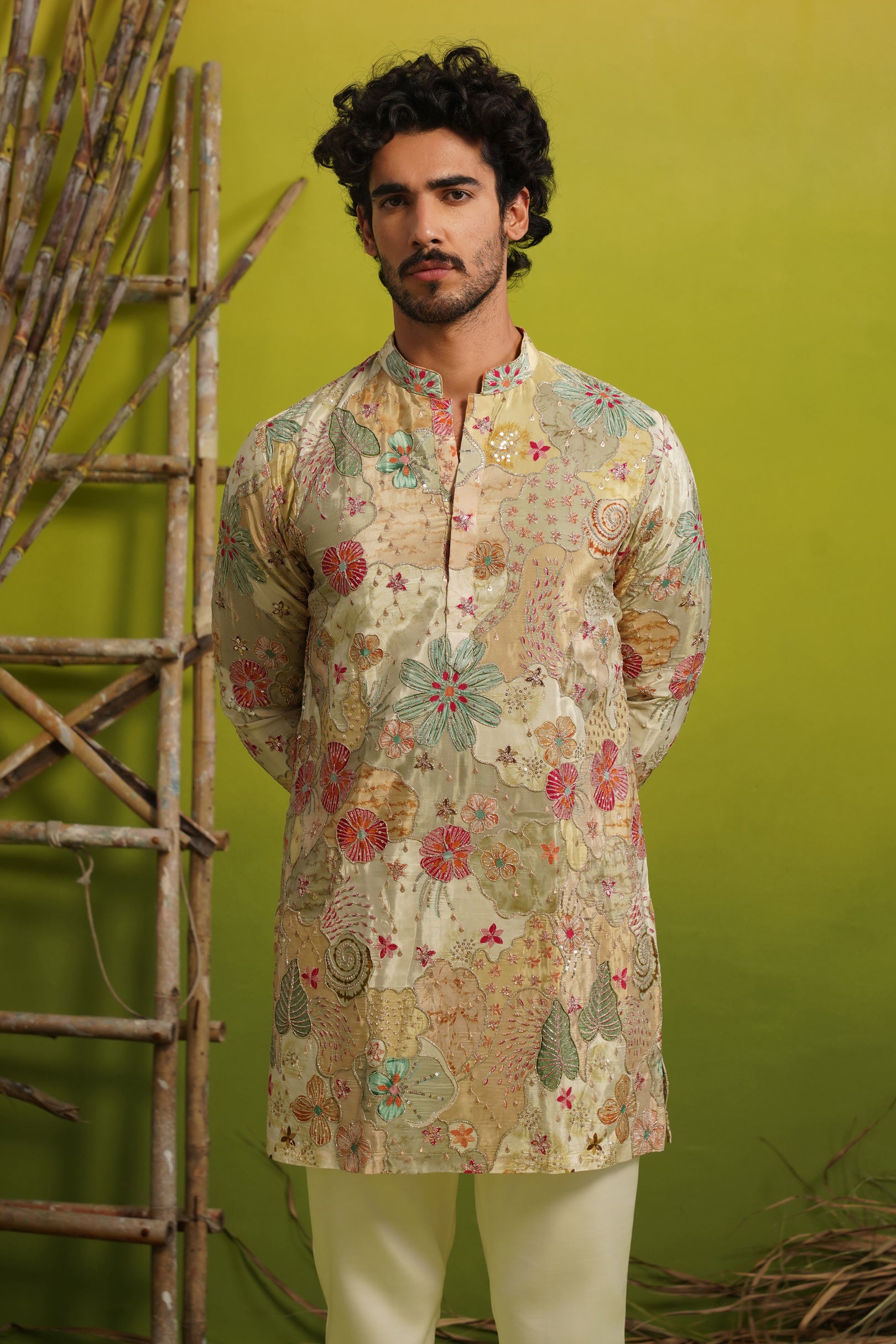 ZORAIN LIGHT MEHENDI SHORT KURTA SET