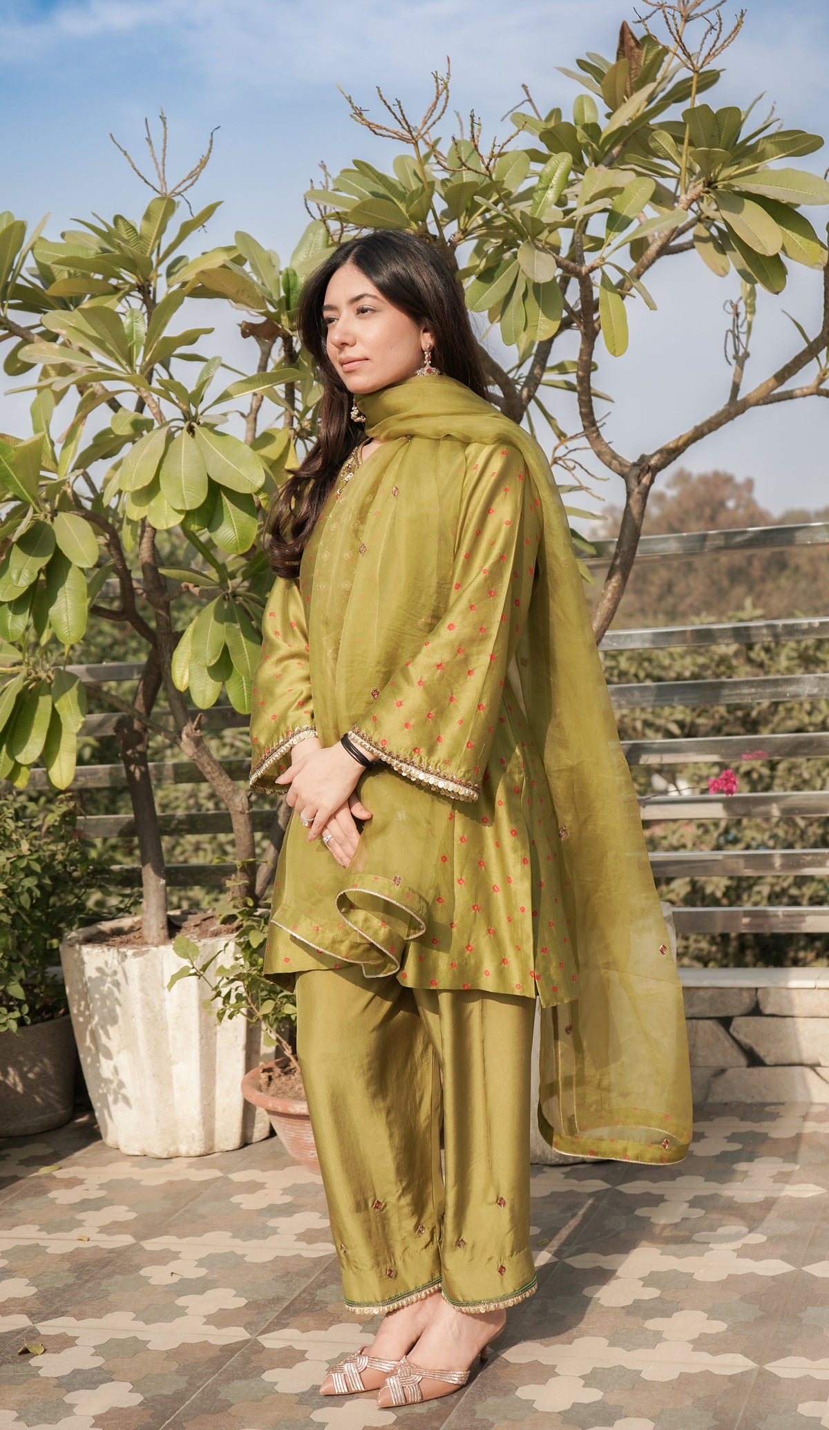 Mehndi Green Bandhani Set