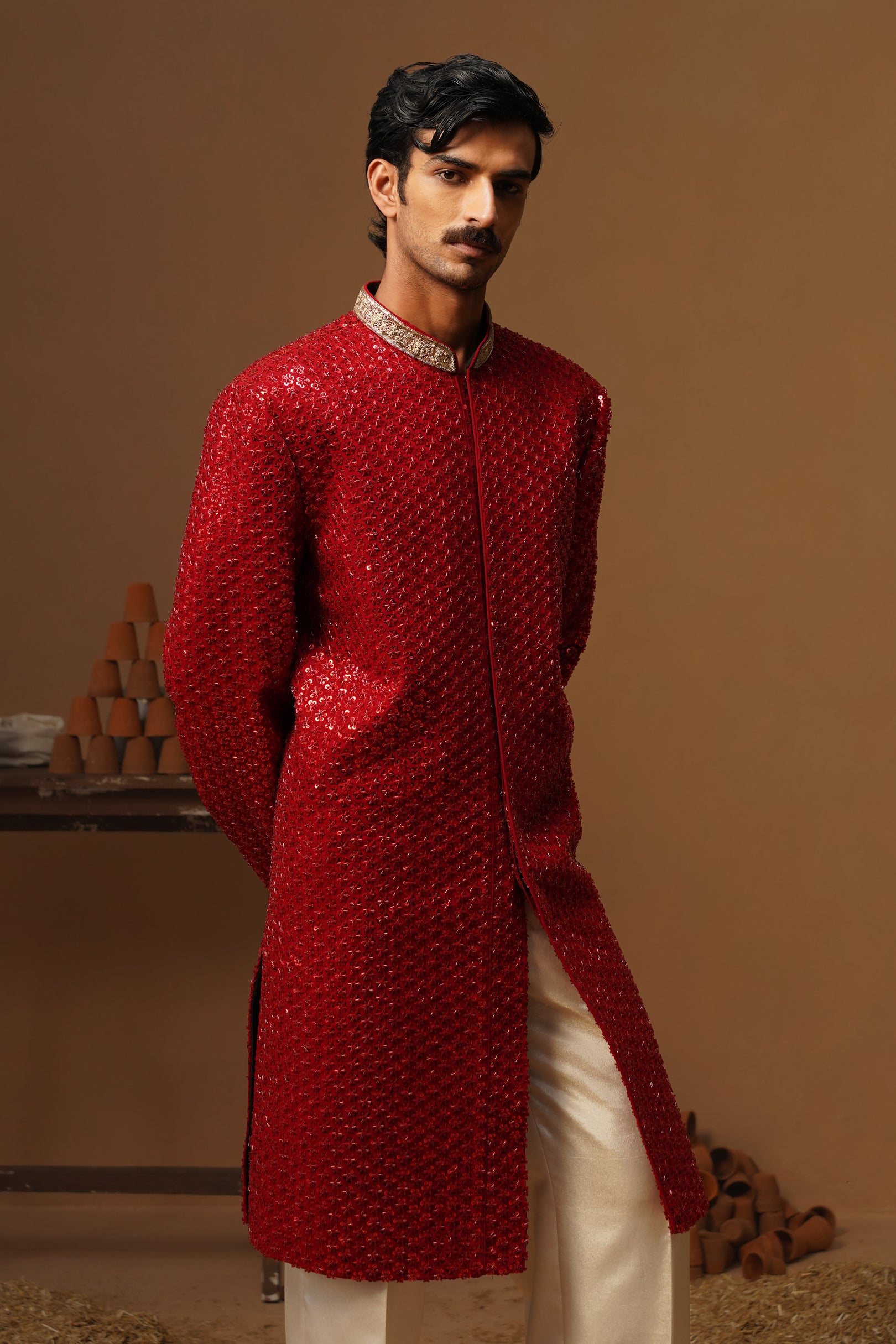 HUMSAFAR RED INDO - WESTERN SET