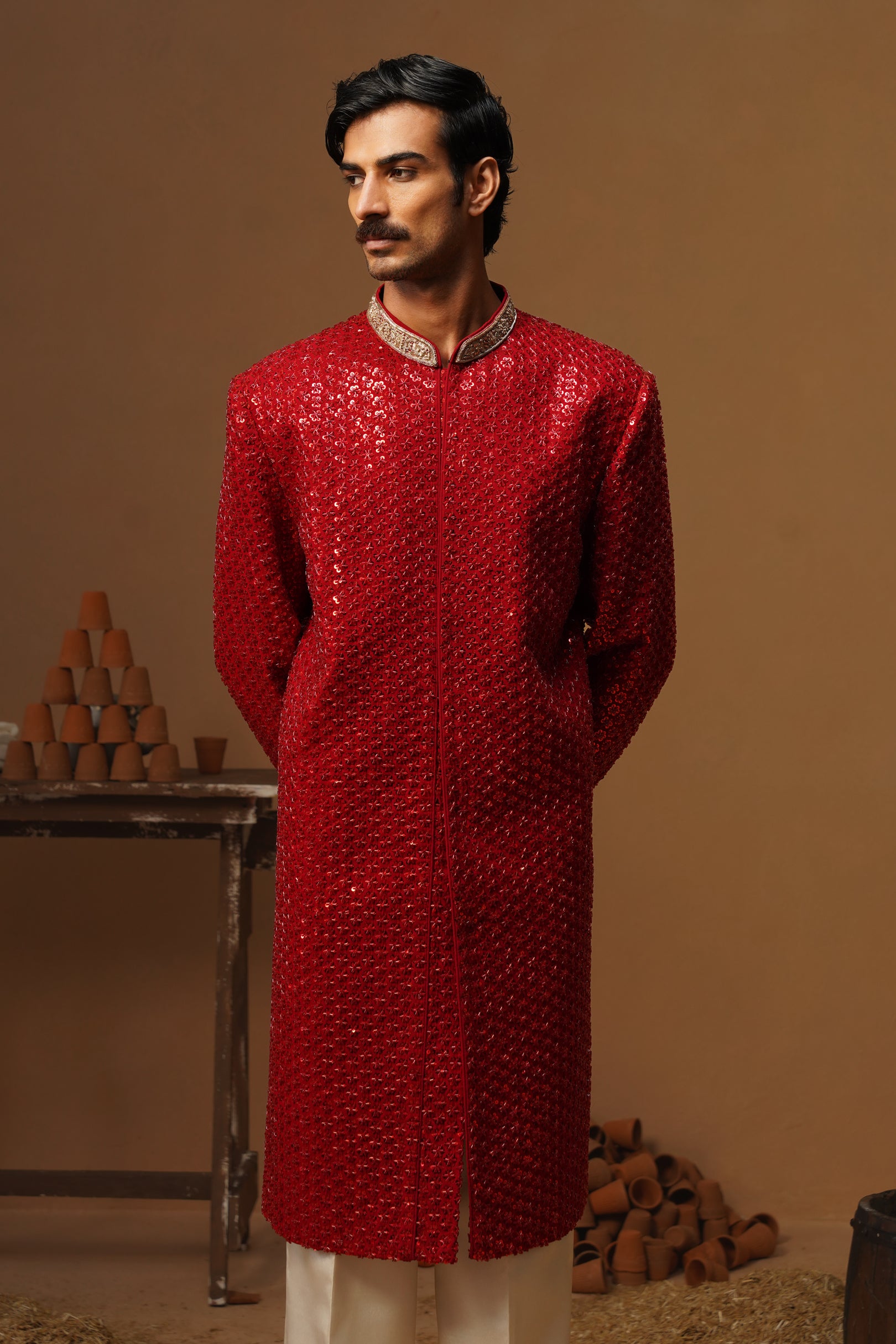 HUMSAFAR RED INDO - WESTERN SET