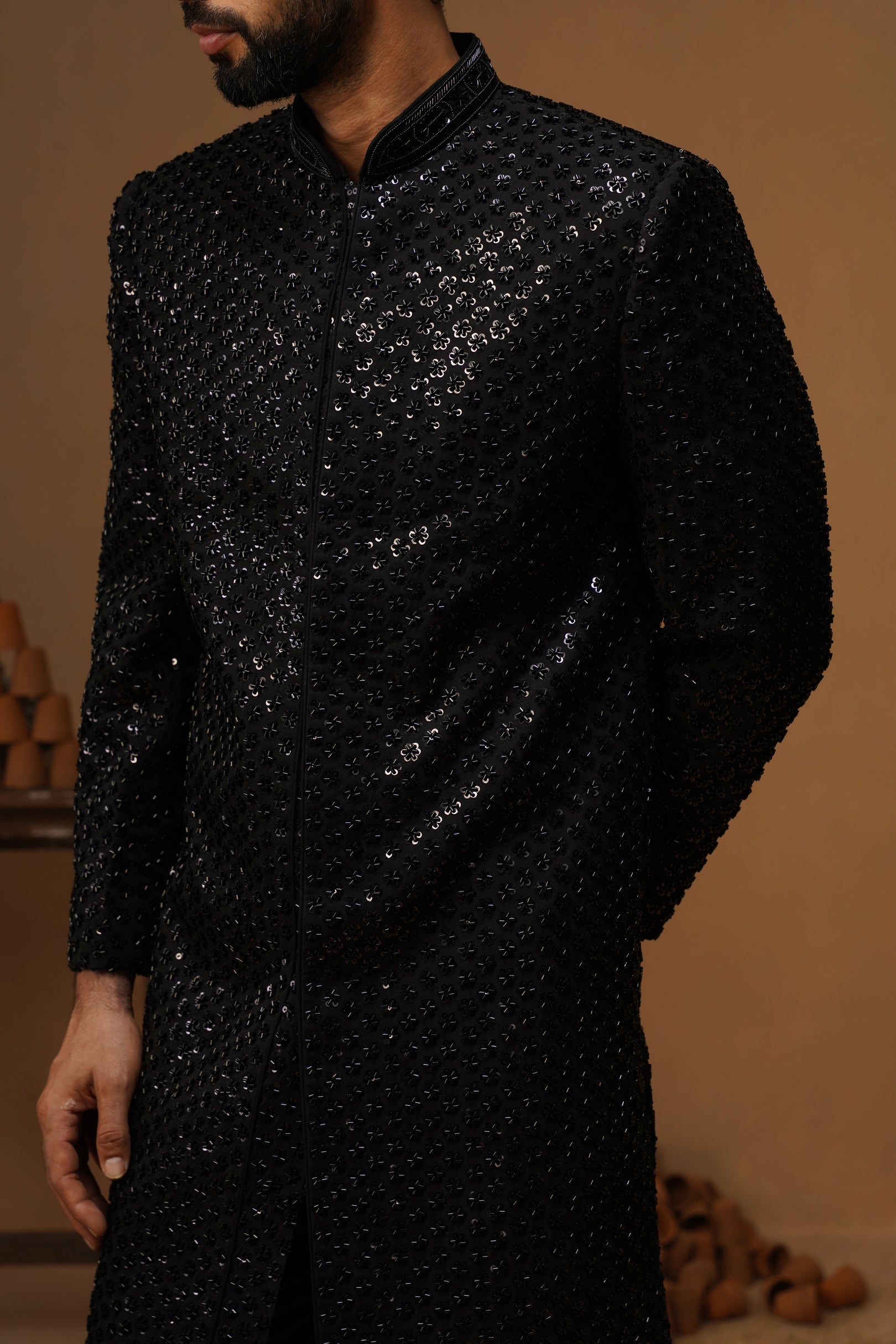 HUMSAFAR BLACK INDO - WESTERN SET