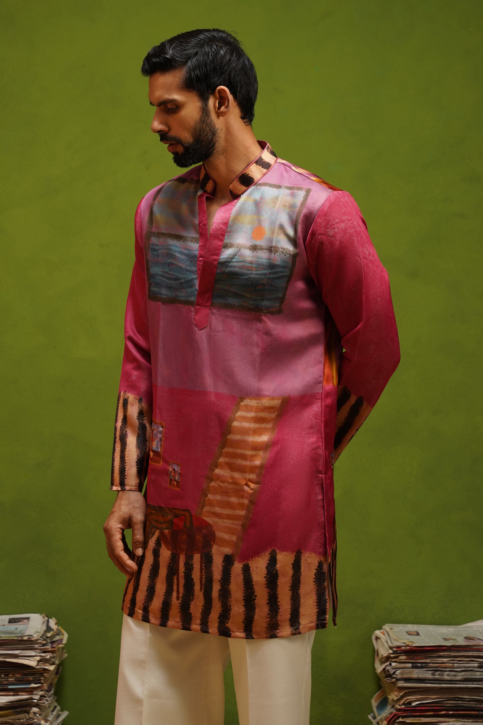 CANVAS MAGENTA SHORT KURTA SET