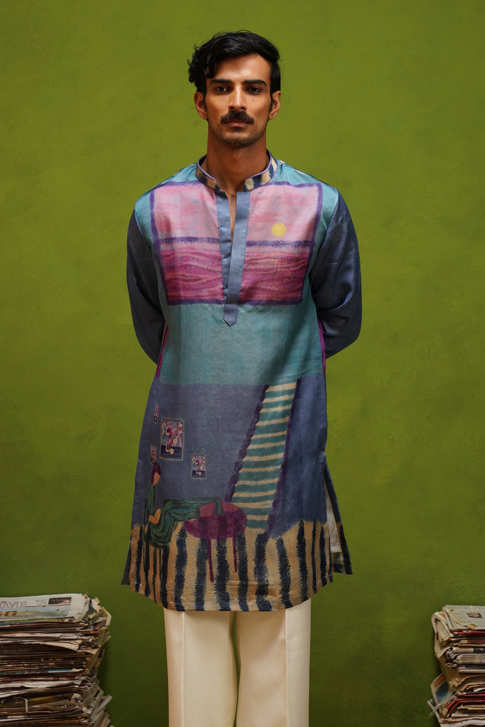 CANVAS BLUE SHORT KURTA SET