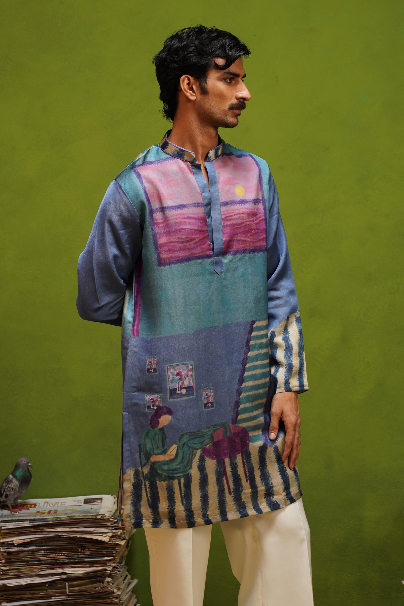 CANVAS BLUE SHORT KURTA SET