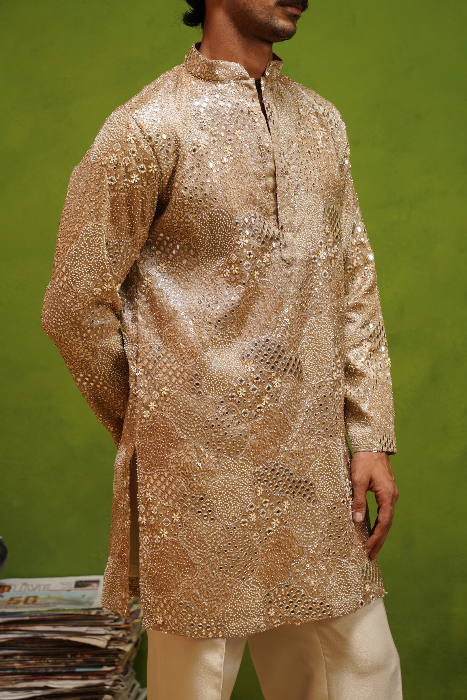 ARJUN BEIGE SHORT KURTA SET