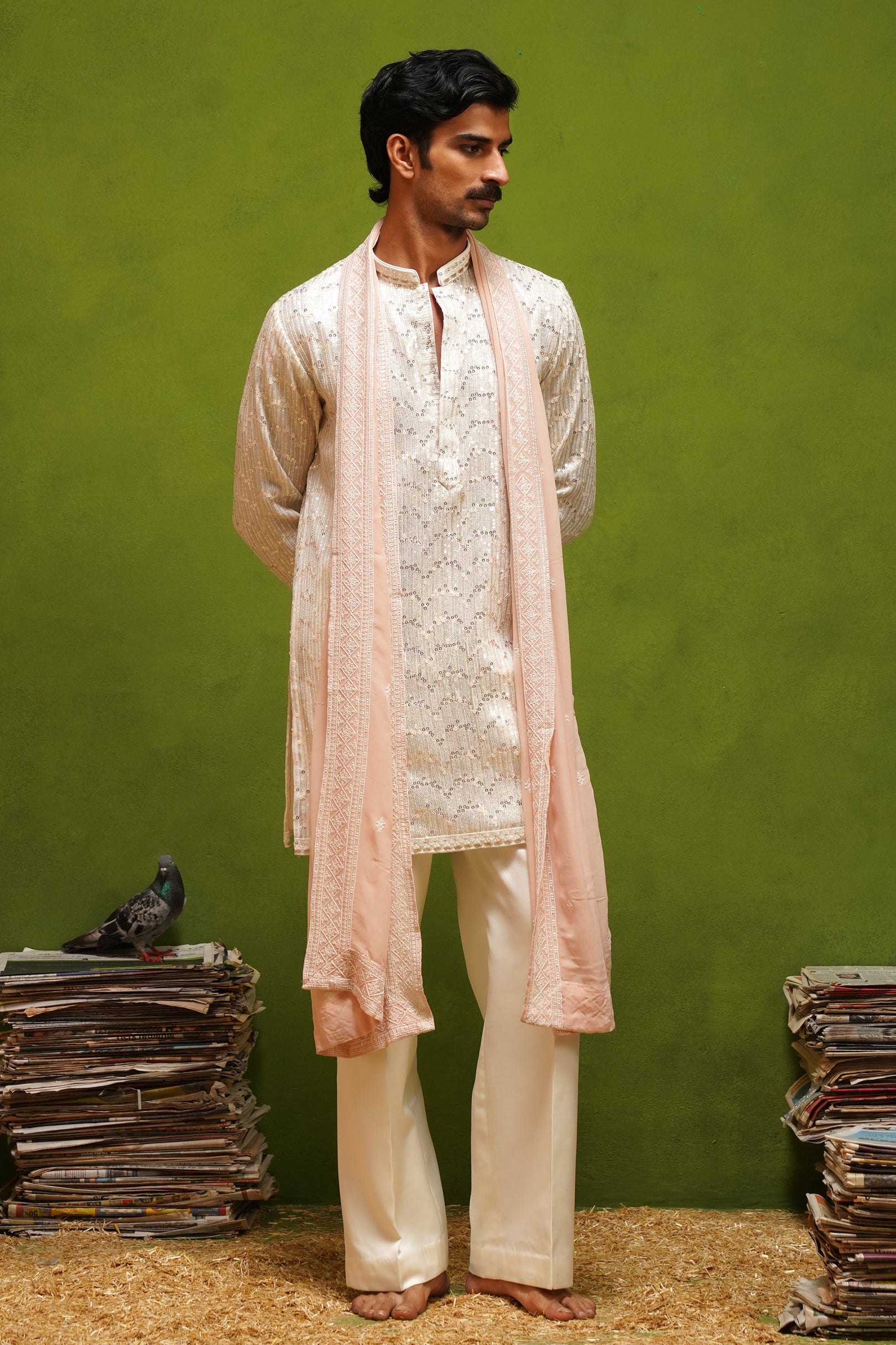 NEEL IVORY SHORT KURTA SET WITH DUPATTA