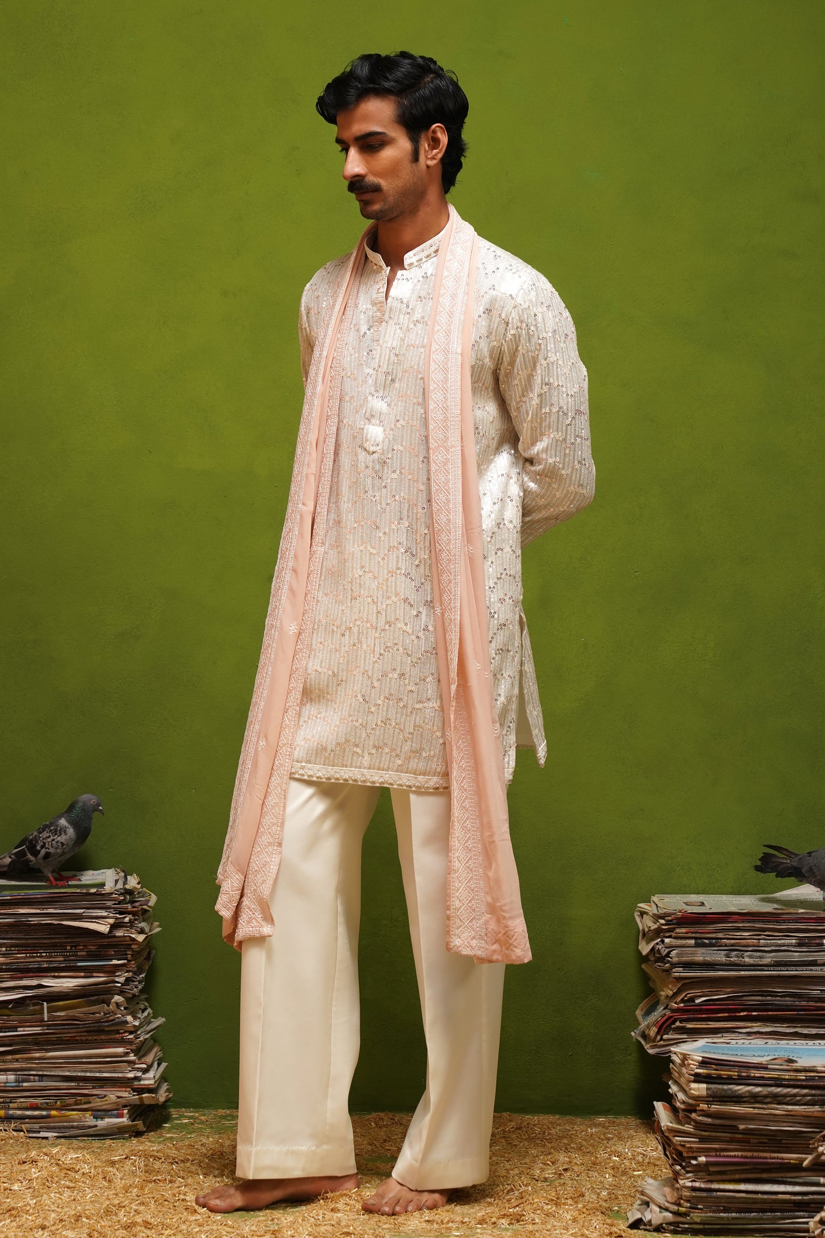 NEEL IVORY SHORT KURTA SET WITH DUPATTA