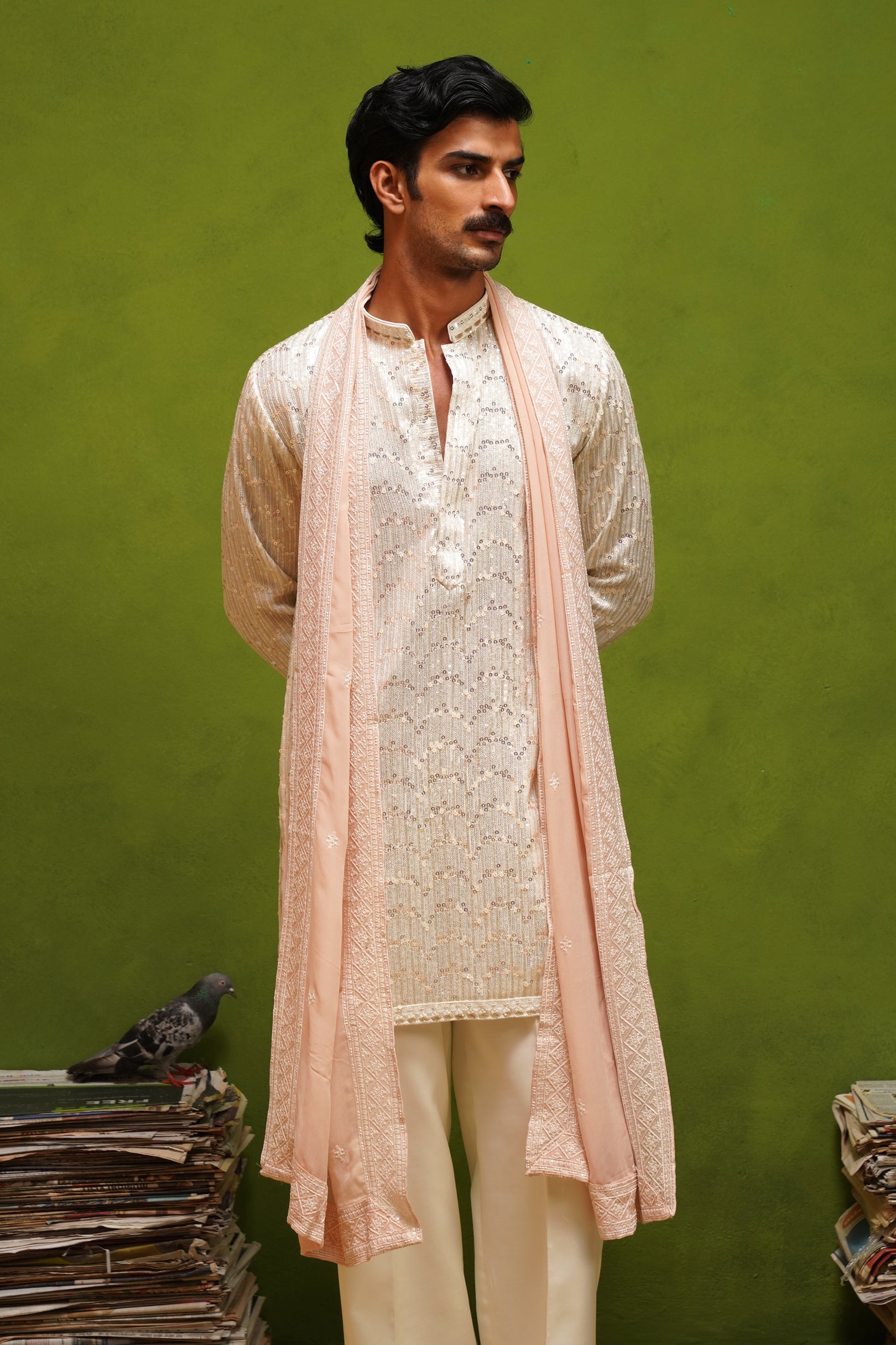 NEEL IVORY SHORT KURTA SET WITH DUPATTA