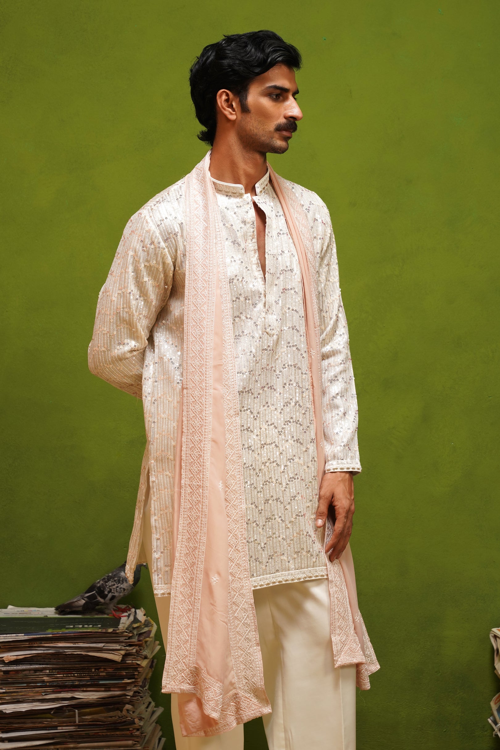 NEEL IVORY SHORT KURTA SET WITH DUPATTA