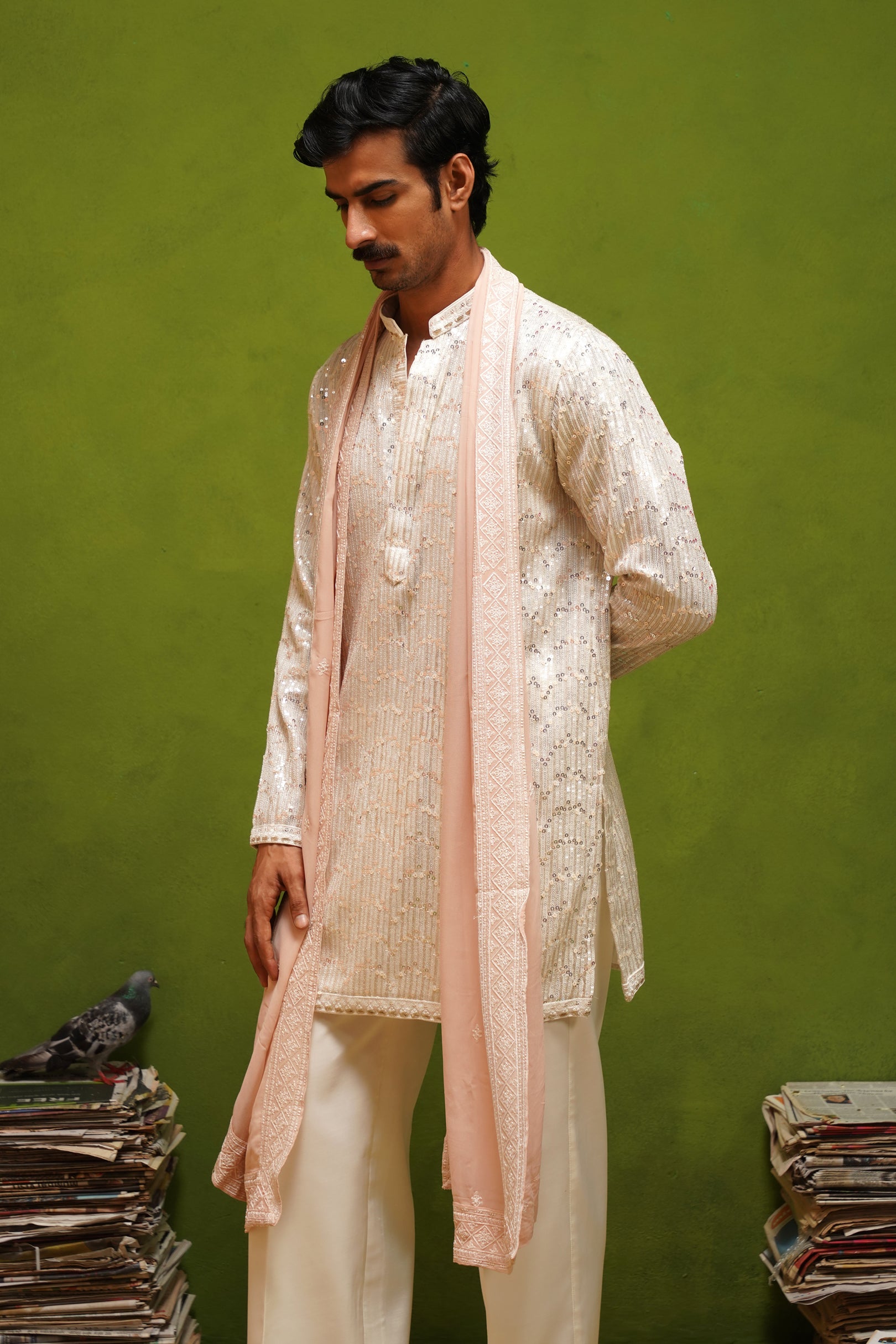 NEEL IVORY SHORT KURTA SET WITH DUPATTA