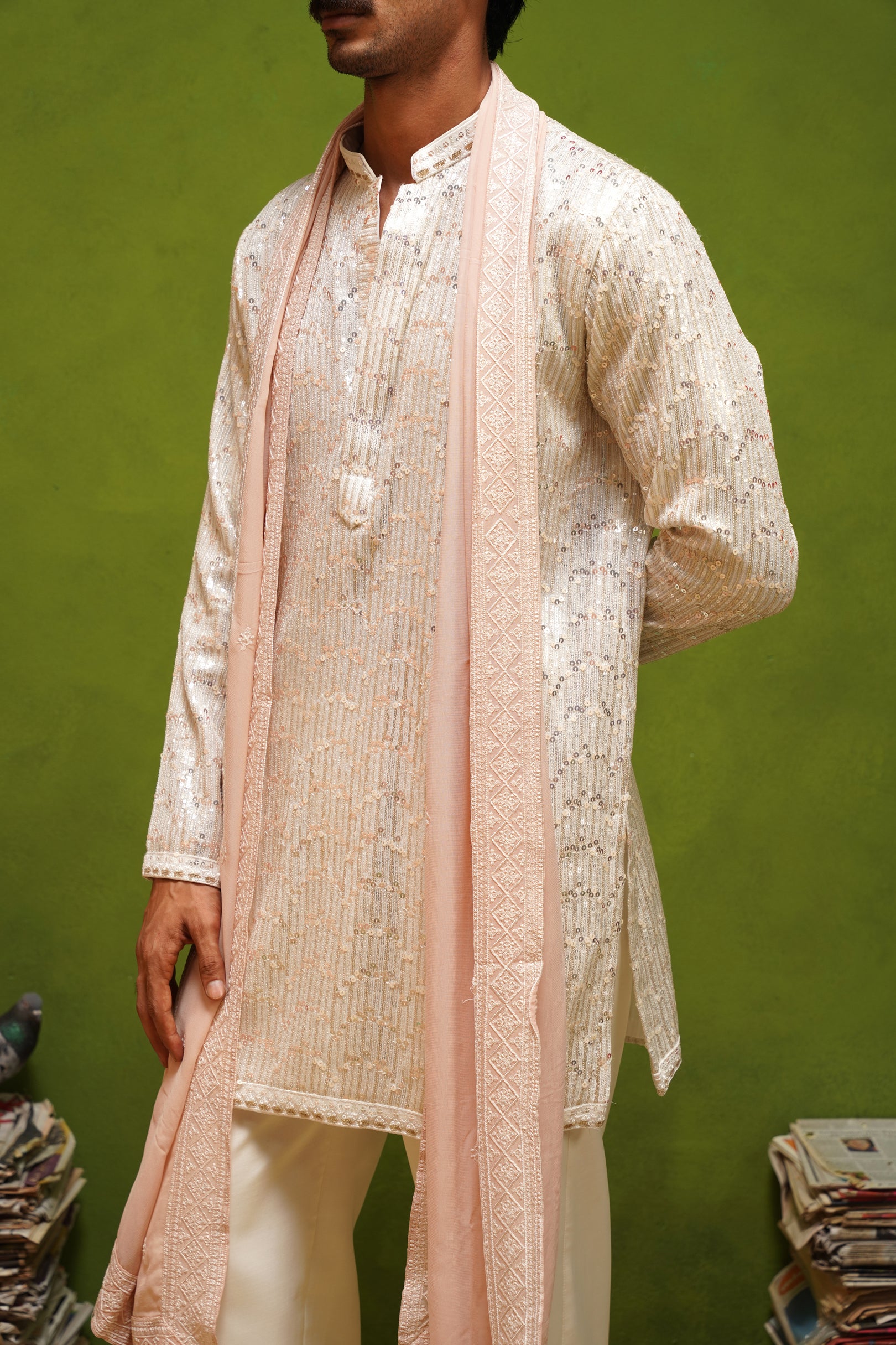 NEEL IVORY SHORT KURTA SET WITH DUPATTA