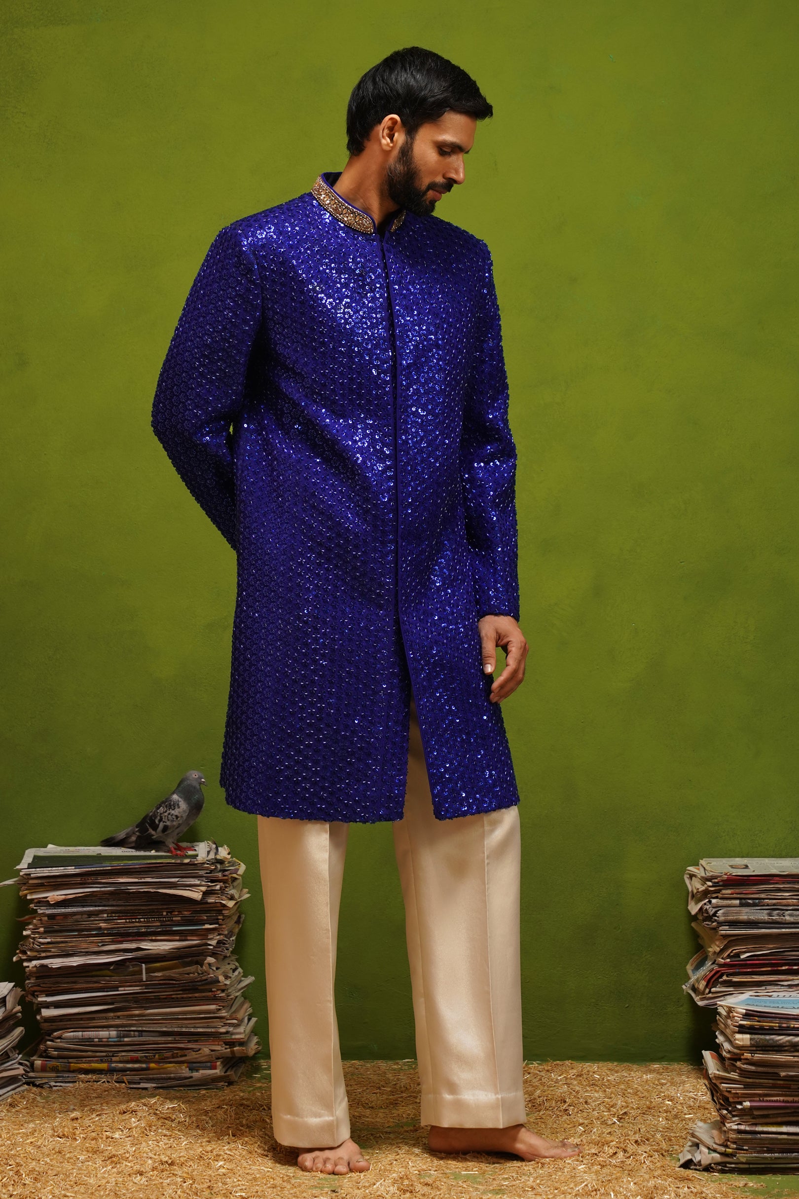HUMSAFAR ROYAL BLUE INDO - WESTERN SET