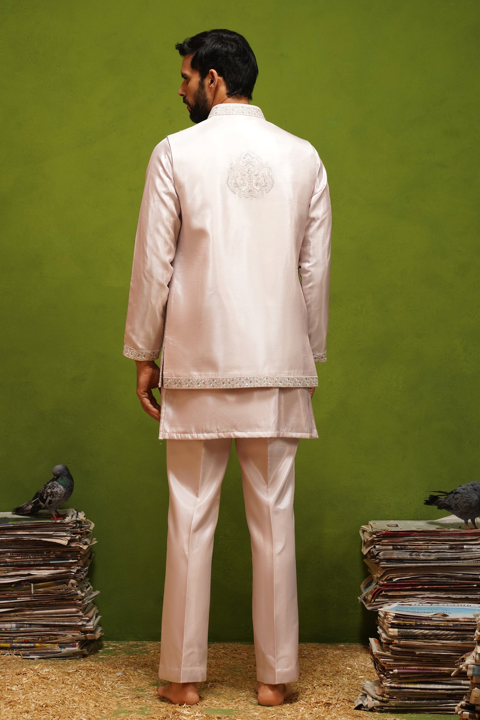 OJASV PINK SHORT KURTA JACKET SET