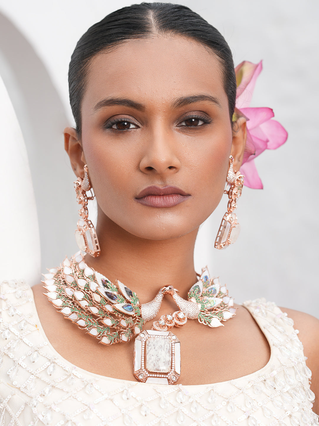 Dual Peacock Hasli Necklace