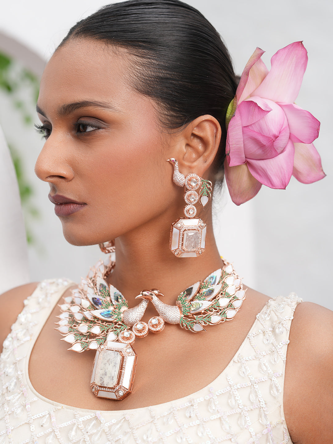 Dual Peacock Hasli Necklace