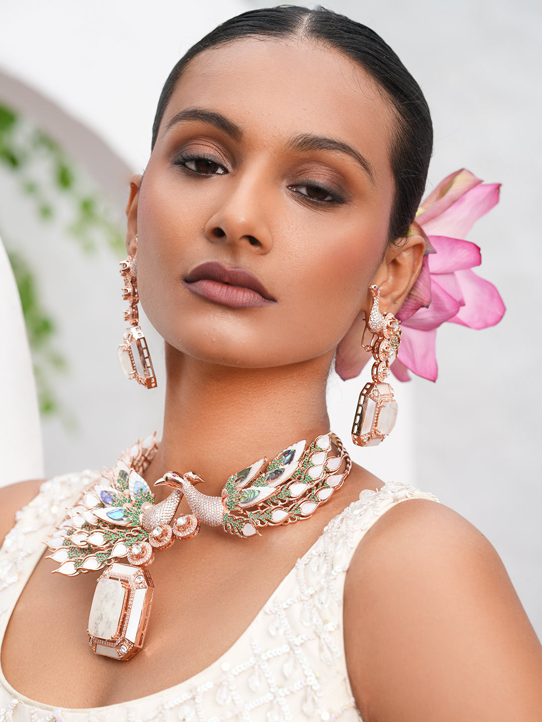 Dual Peacock Hasli Necklace