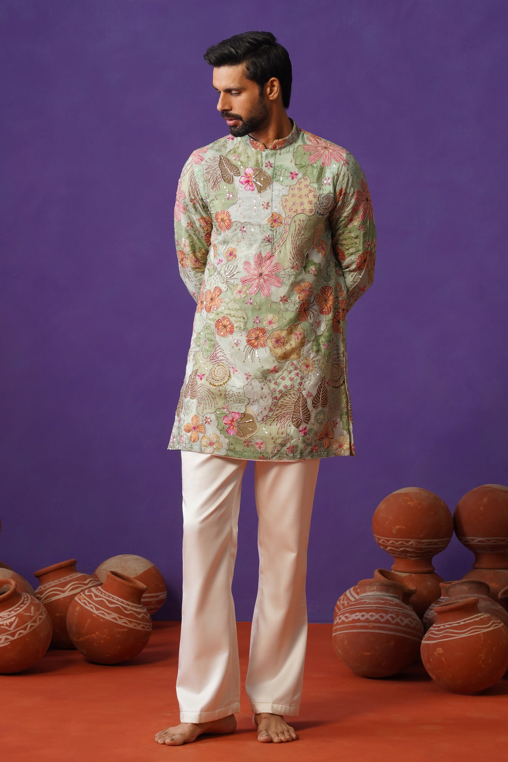 ZORAIN SKY BLUE SHORT KURTA SET