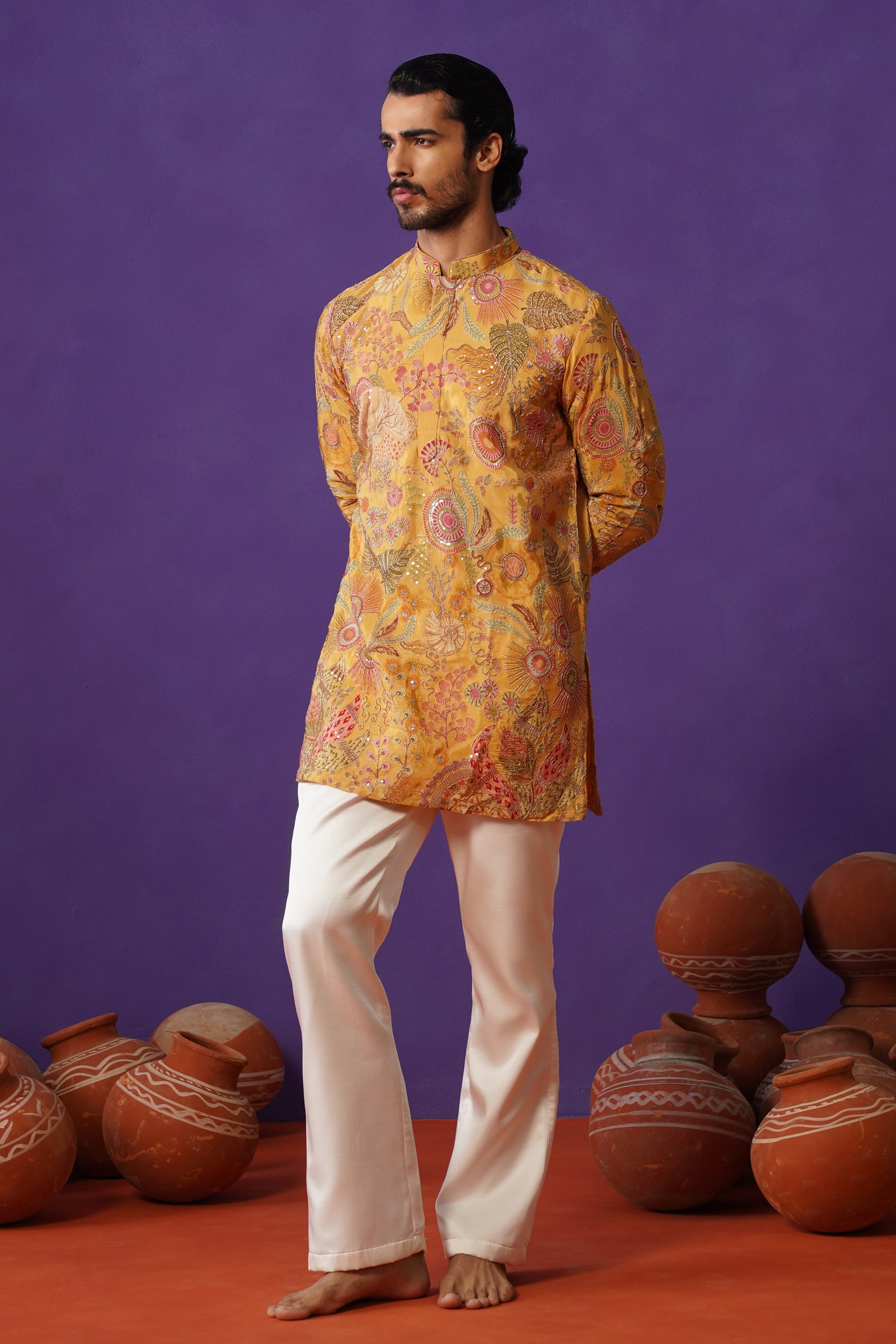 IVAAN HALDI SHORT KURTA SET