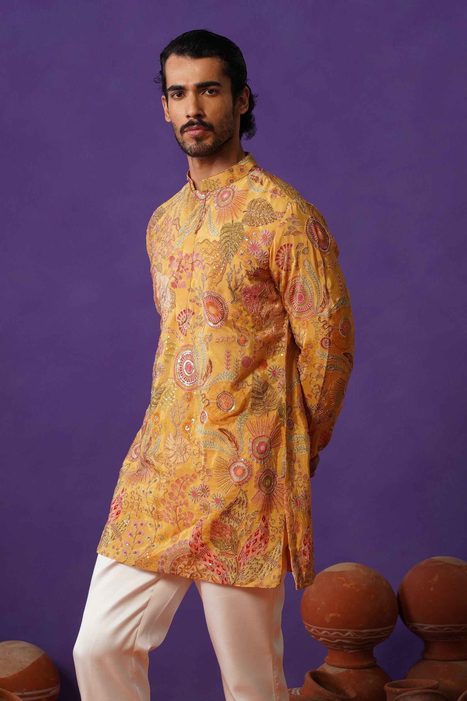 IVAAN HALDI SHORT KURTA SET