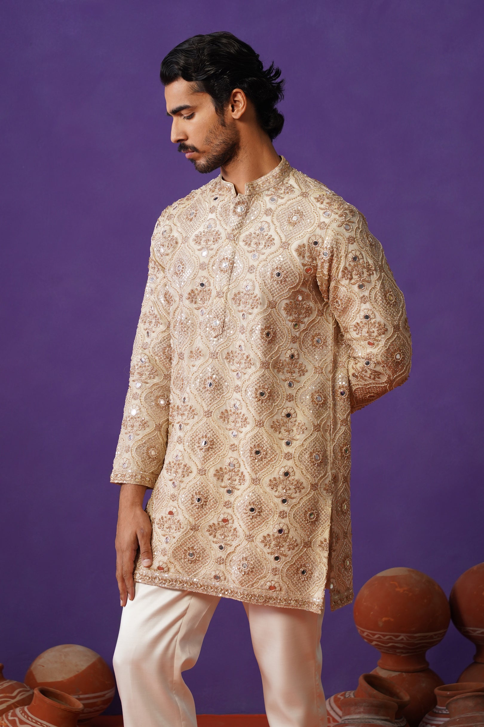 ALANKAR GOLDEN SHORT KURTA SET