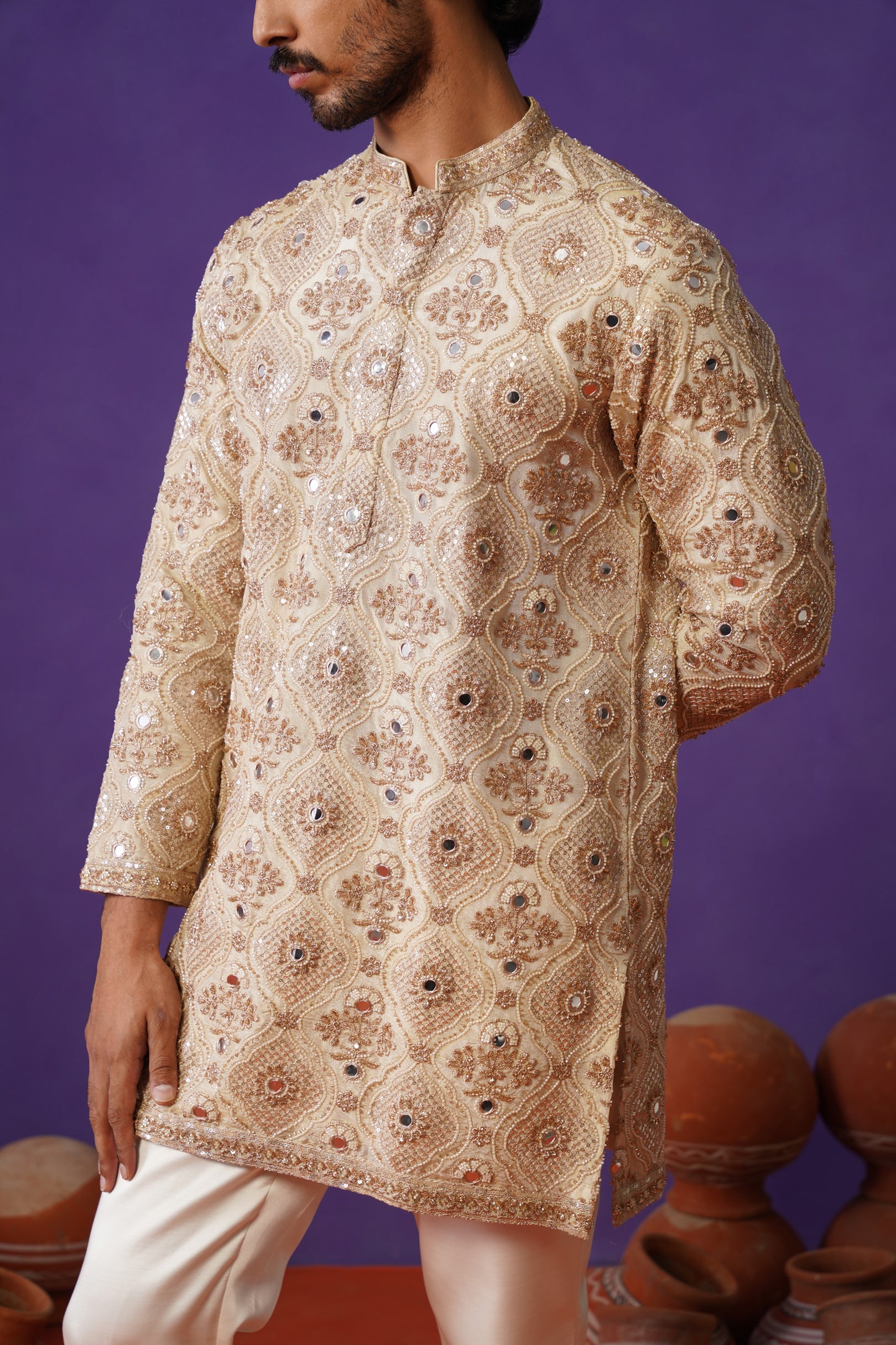 ALANKAR GOLDEN SHORT KURTA SET