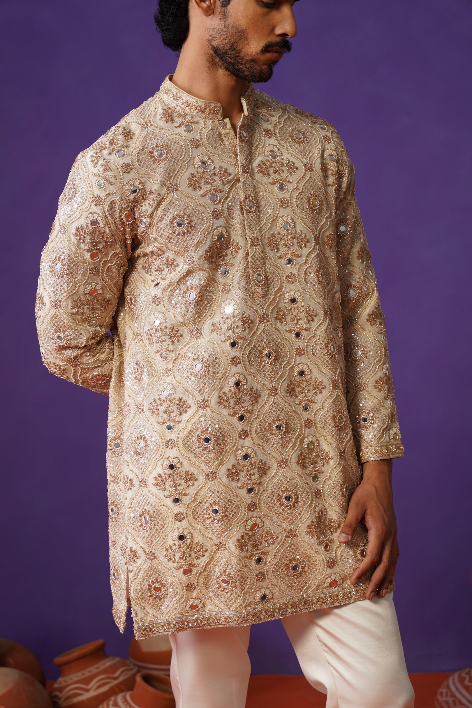 ALANKAR GOLDEN SHORT KURTA SET