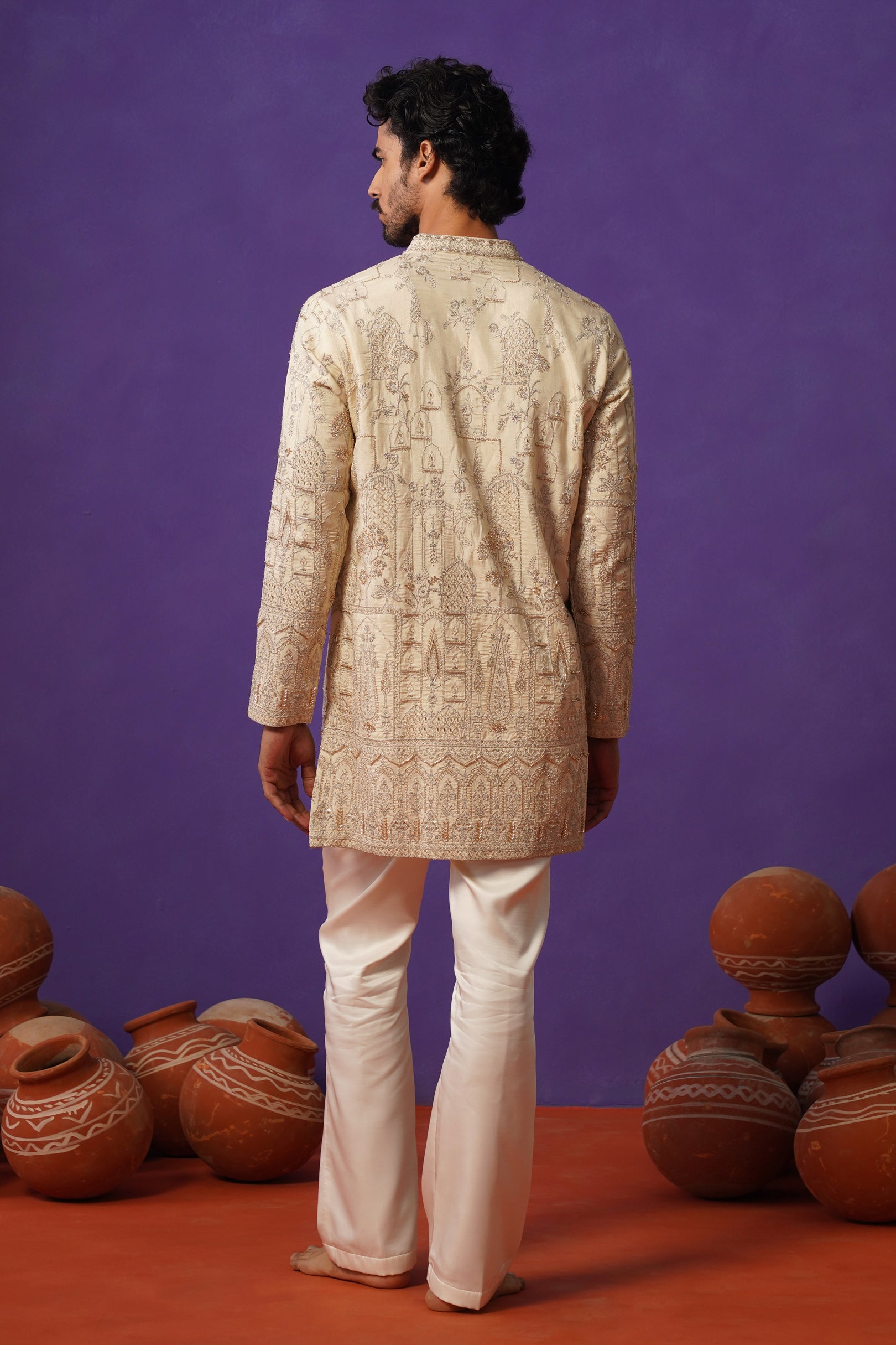 BAGH-E-MAYUR IVORY SHORT KURTA SET