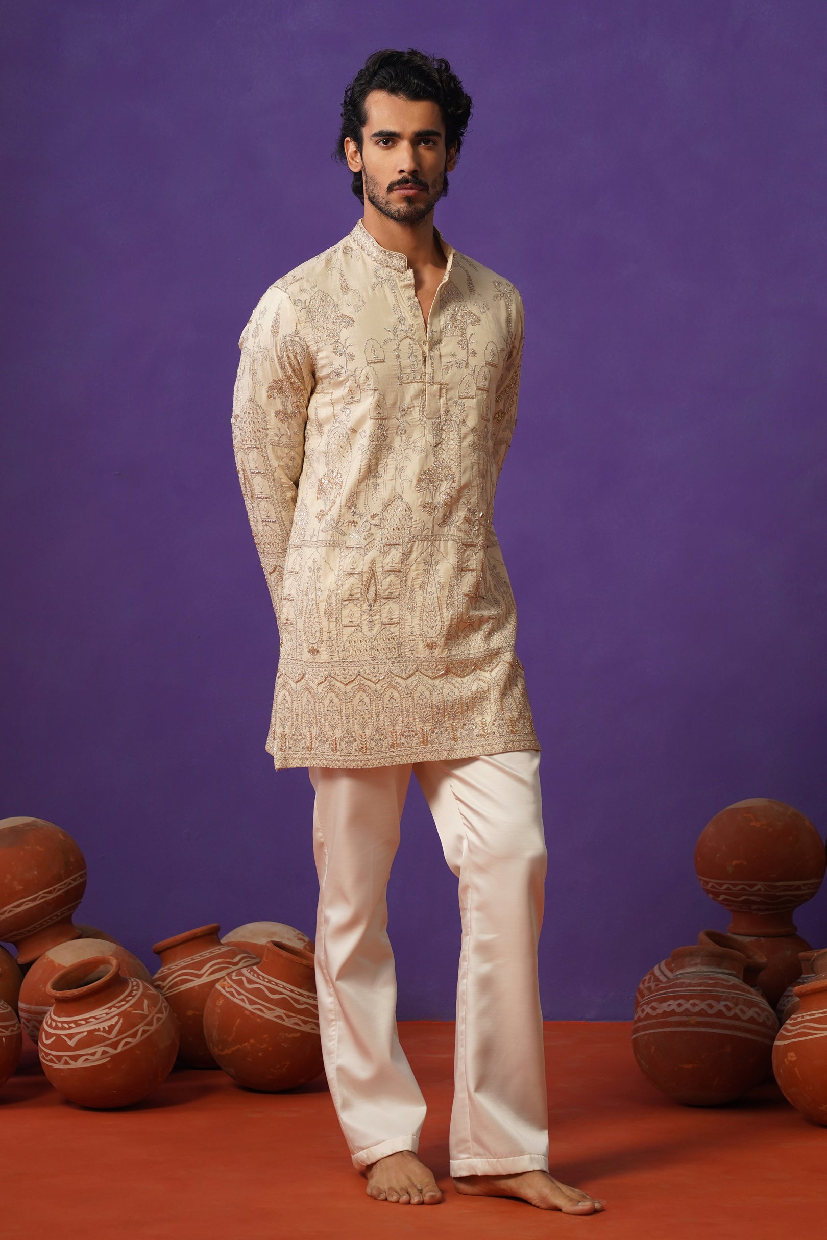 MAHAL IVORY SHORT KURTA SET