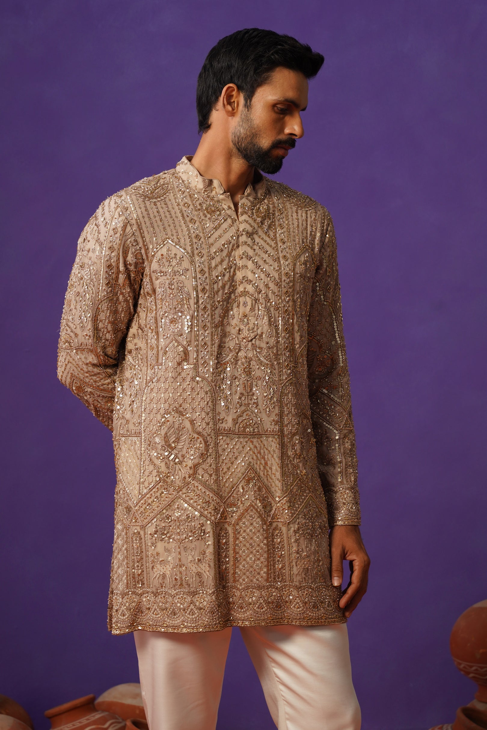 ZAFRAN CHIKU SHORT KURTA SET
