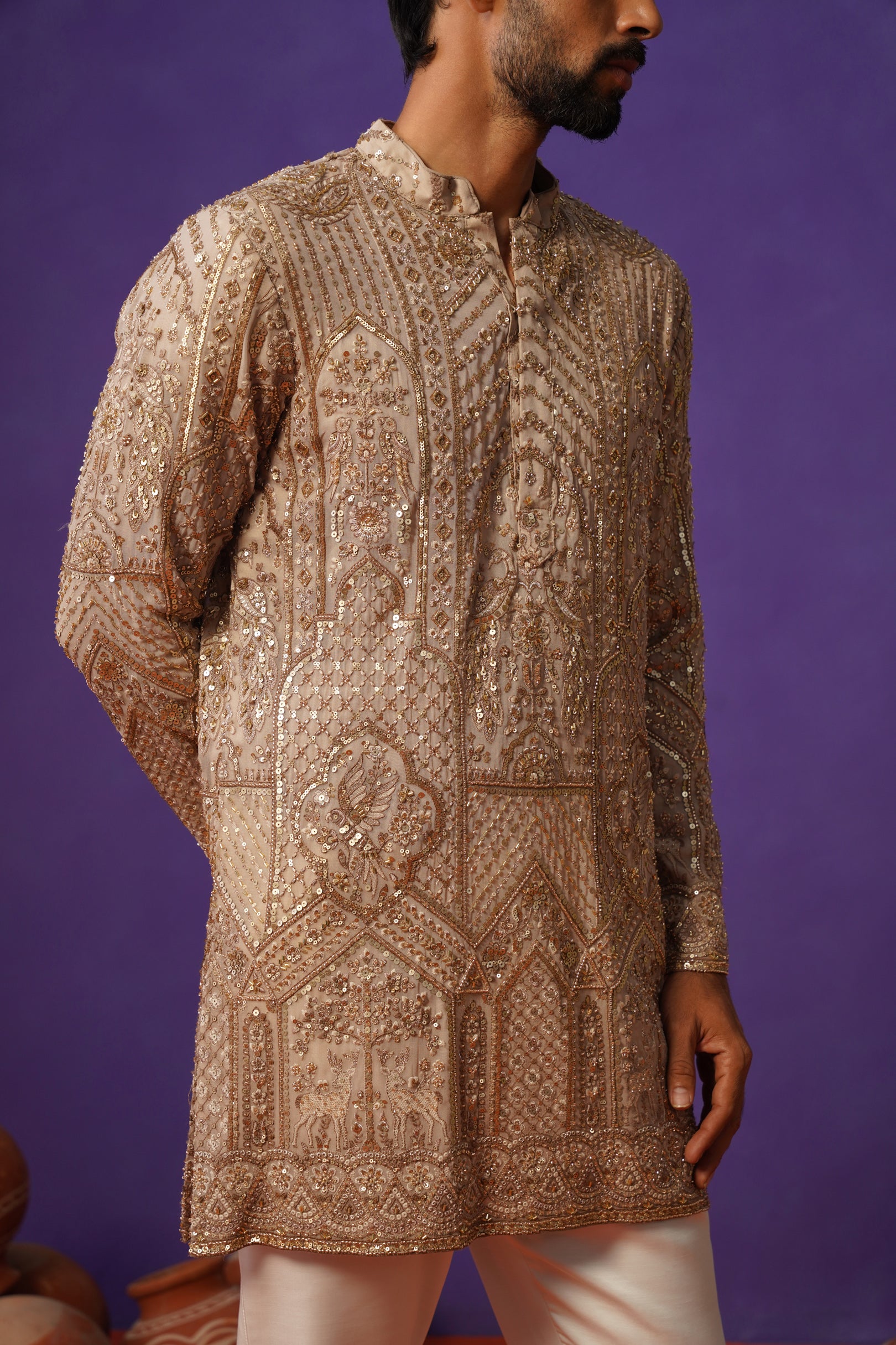 ZAFRAN CHIKU SHORT KURTA SET