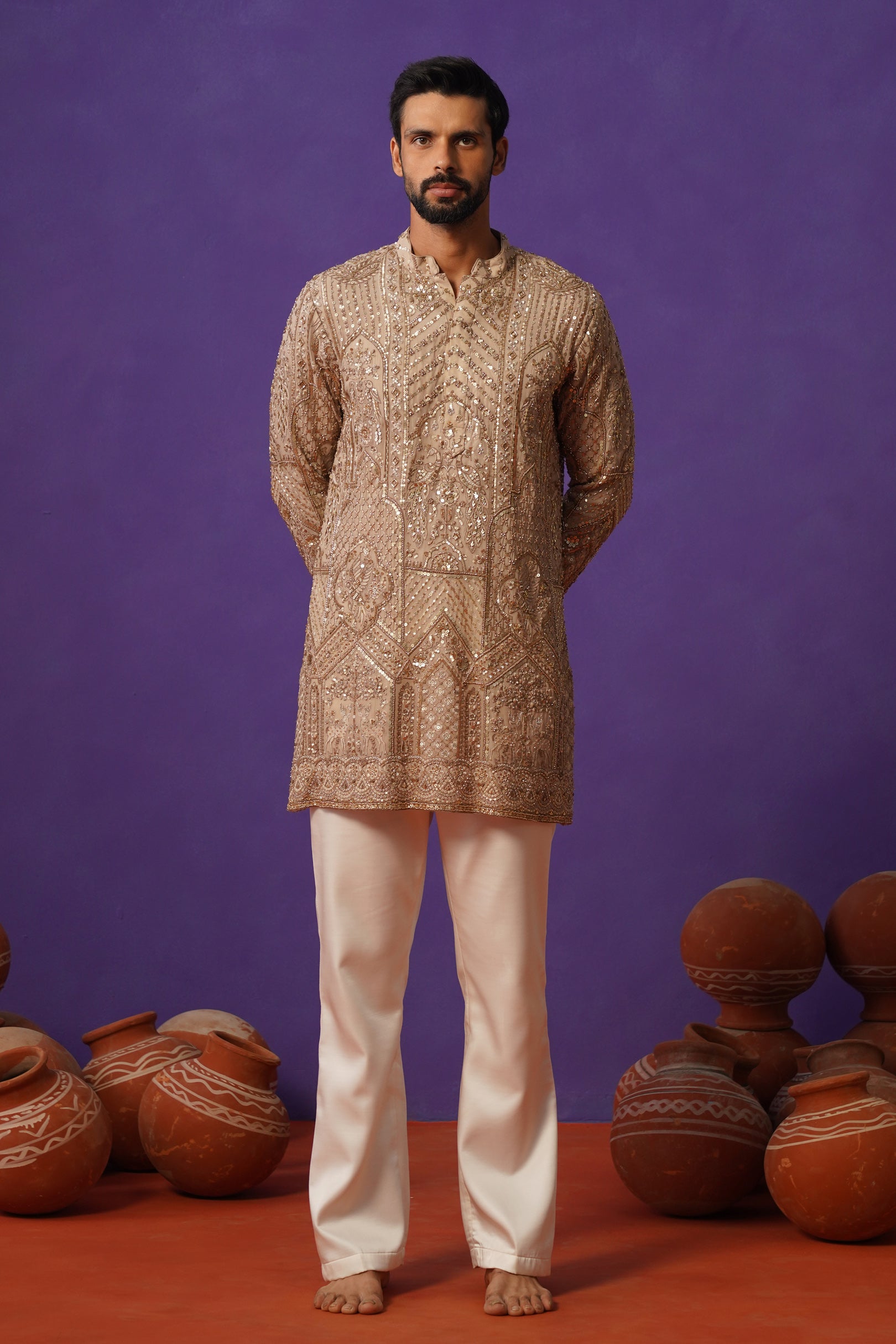 ZAFRAN CHIKU SHORT KURTA SET