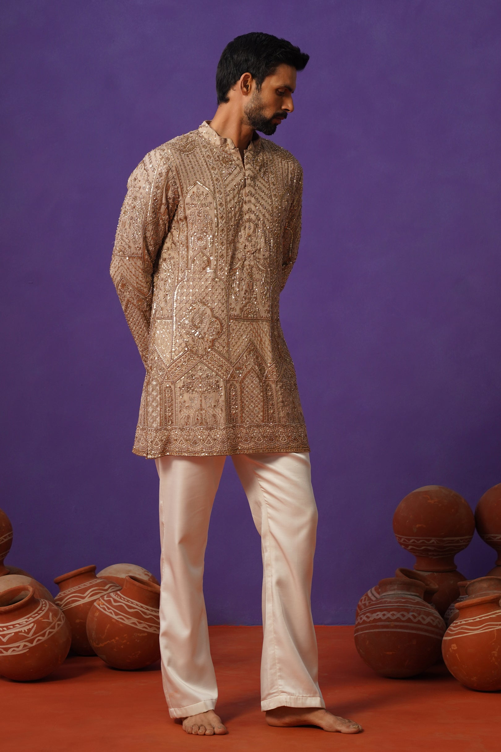 ZAFRAN CHIKU SHORT KURTA SET