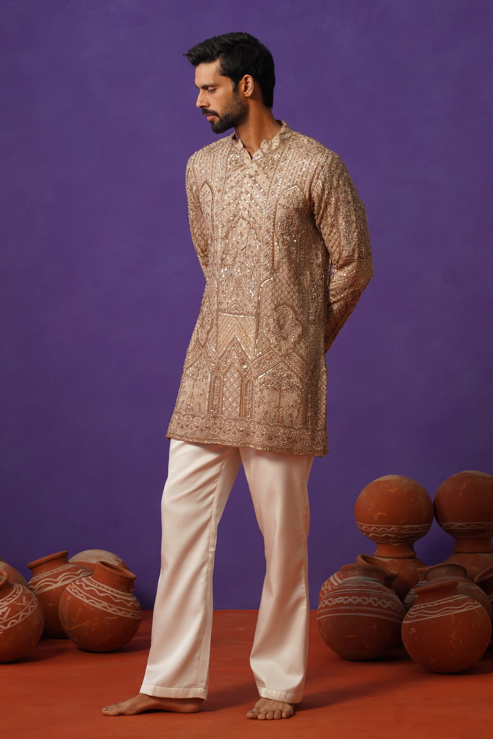 ZAFRAN CHIKU SHORT KURTA SET