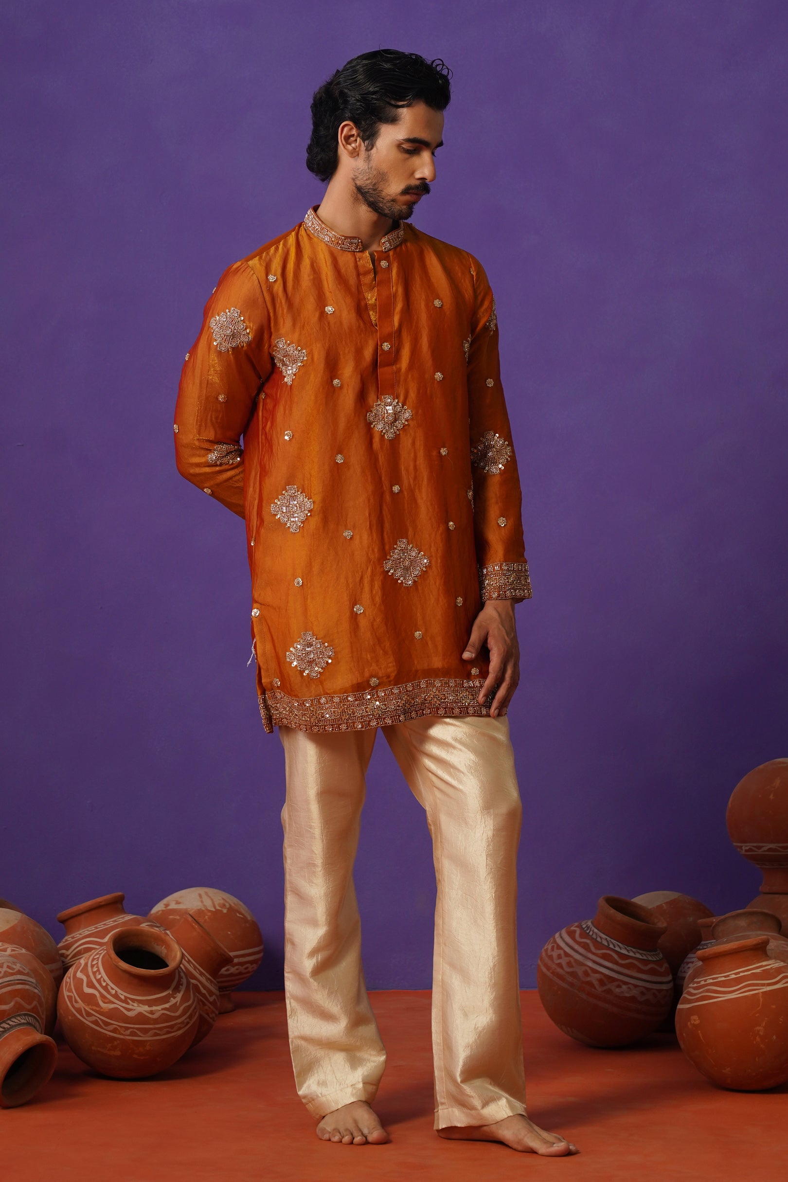 FIZA MUSTURD SHORT KURTA SET