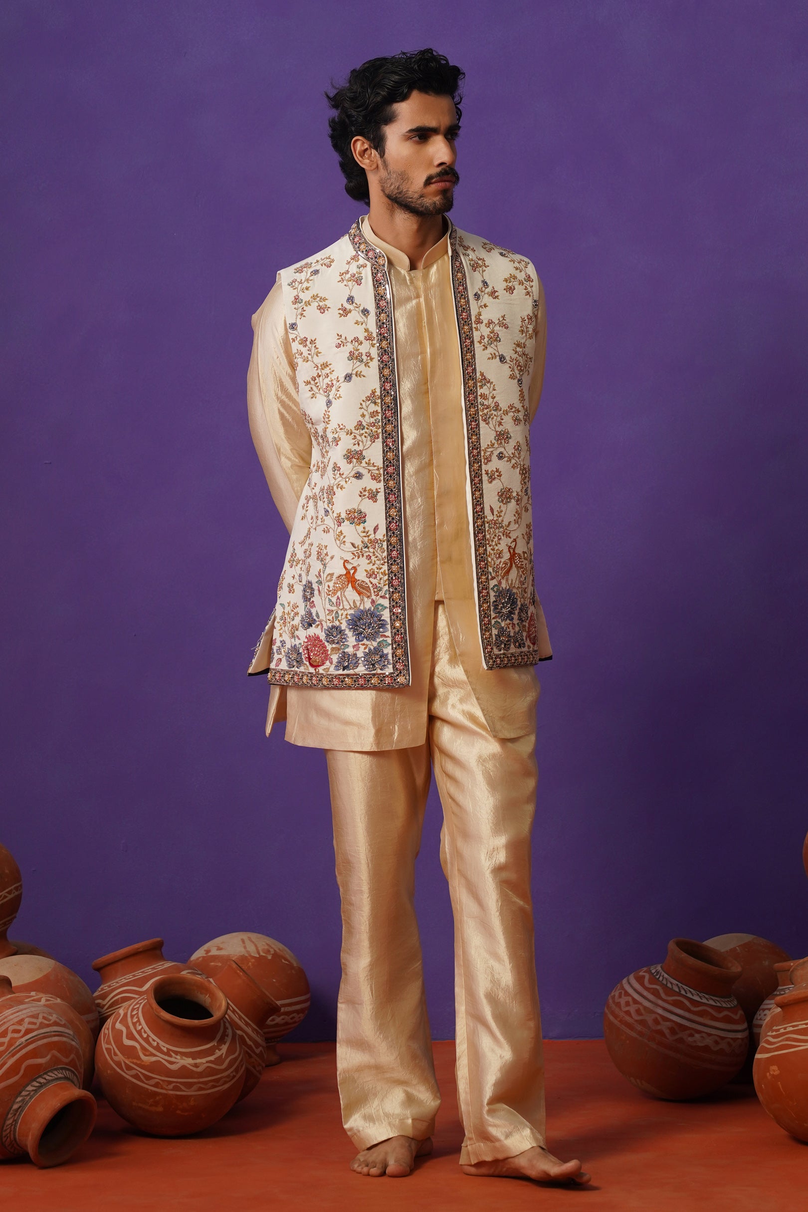 OJAS IVORY SHORT KURTA JACKET SET