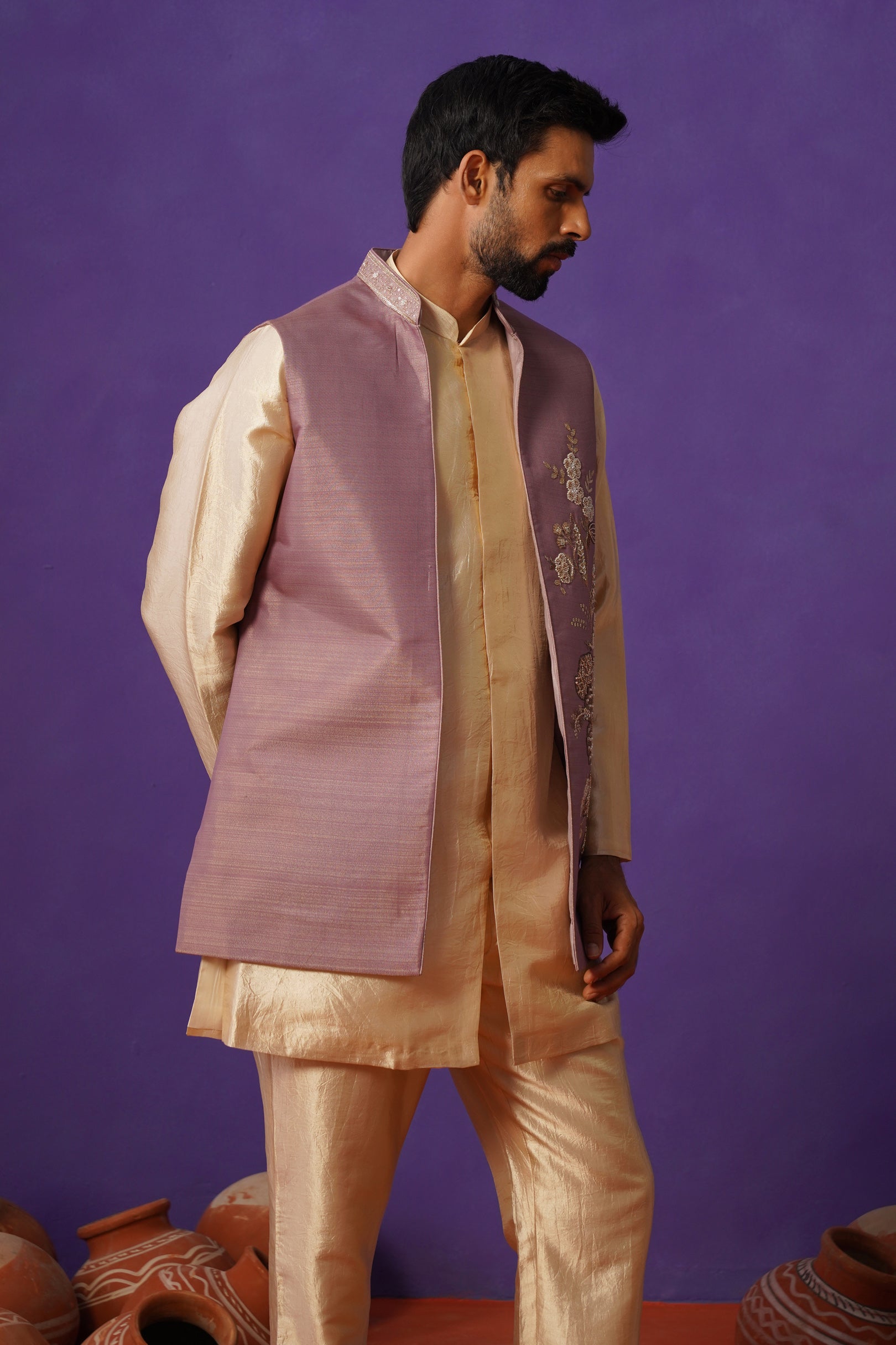 ARIT PURPLE SHORT KURTA JACKET SET