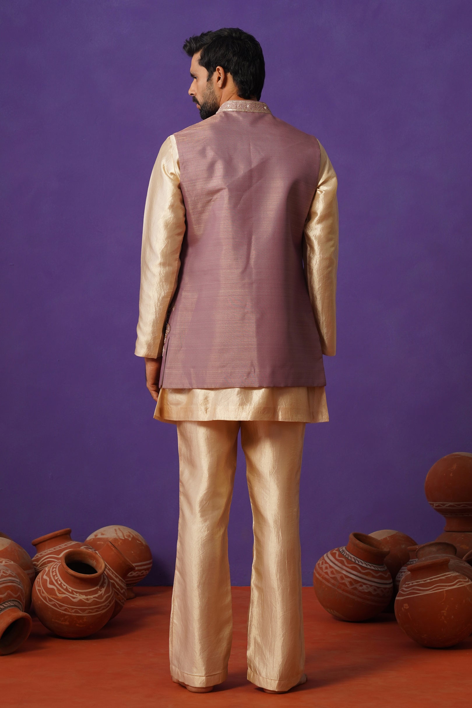 ARIT PURPLE SHORT KURTA JACKET SET