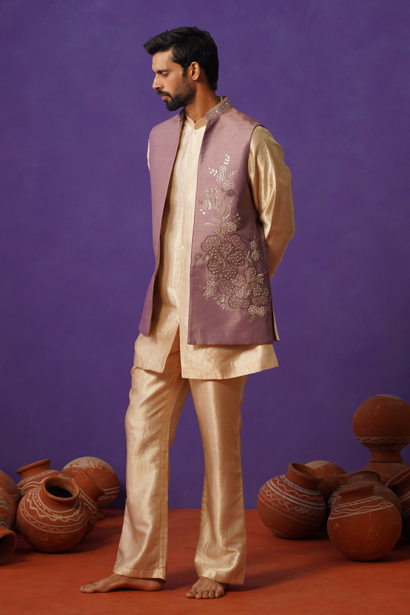 ARIT PURPLE SHORT KURTA JACKET SET