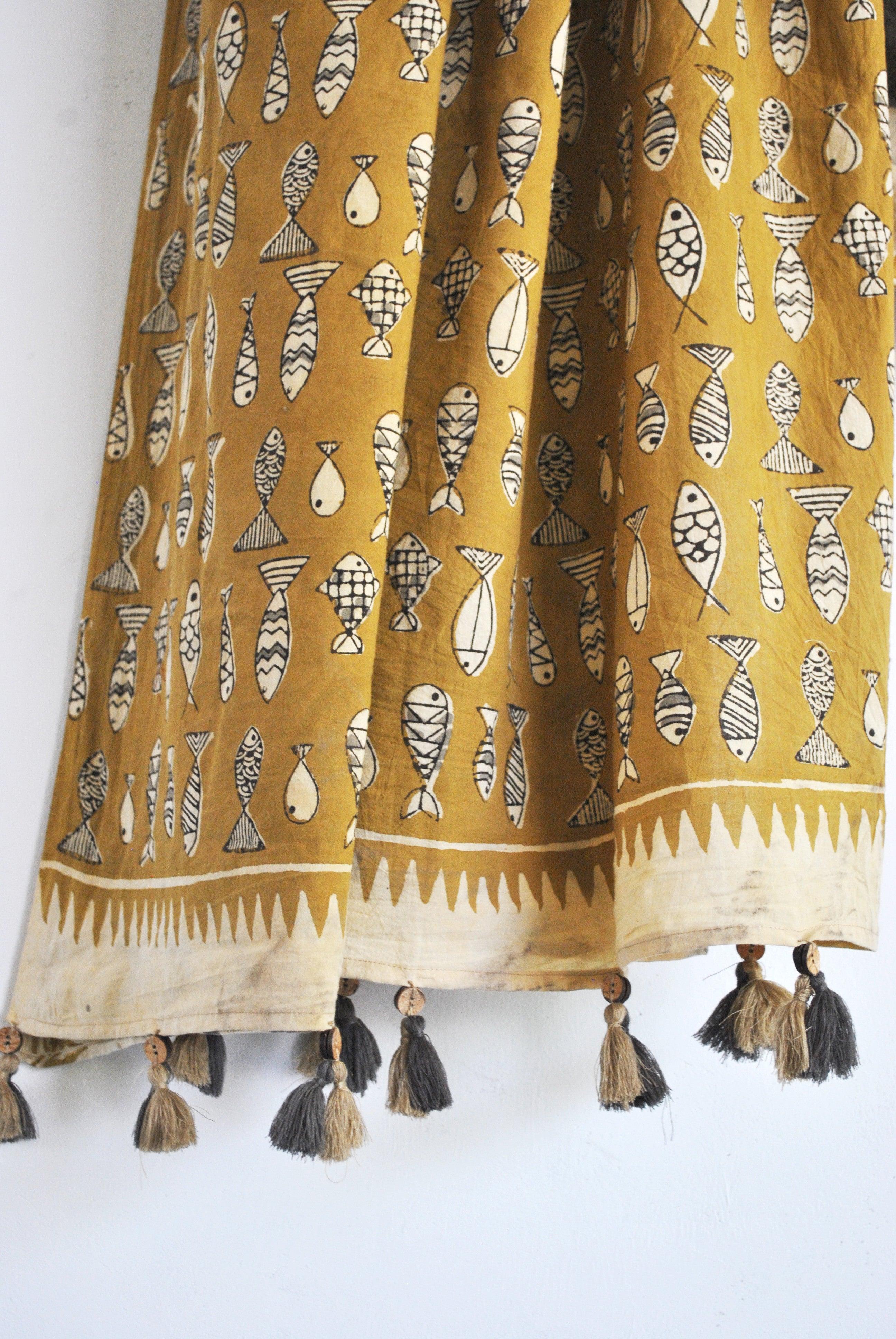 SAREE - Chevron with Fish print - CHHAPA