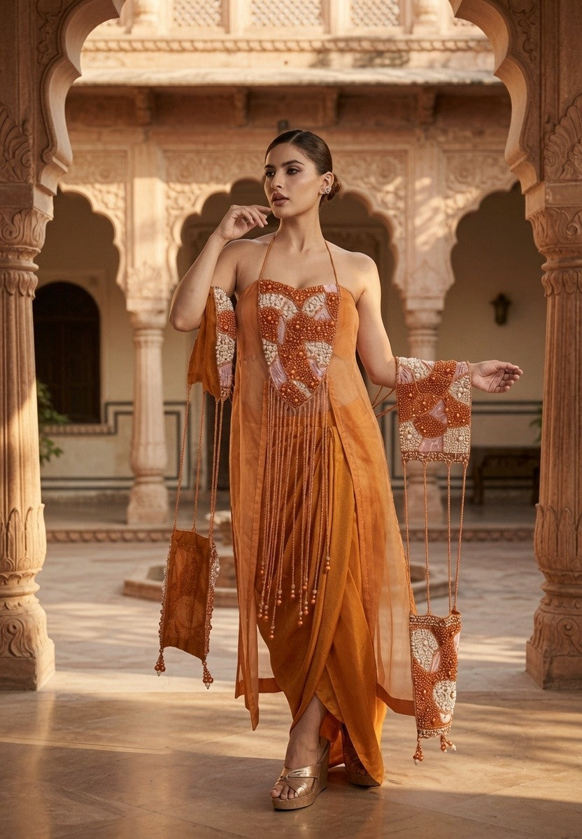 Drape Skirt, Long Shirt and Dupatta