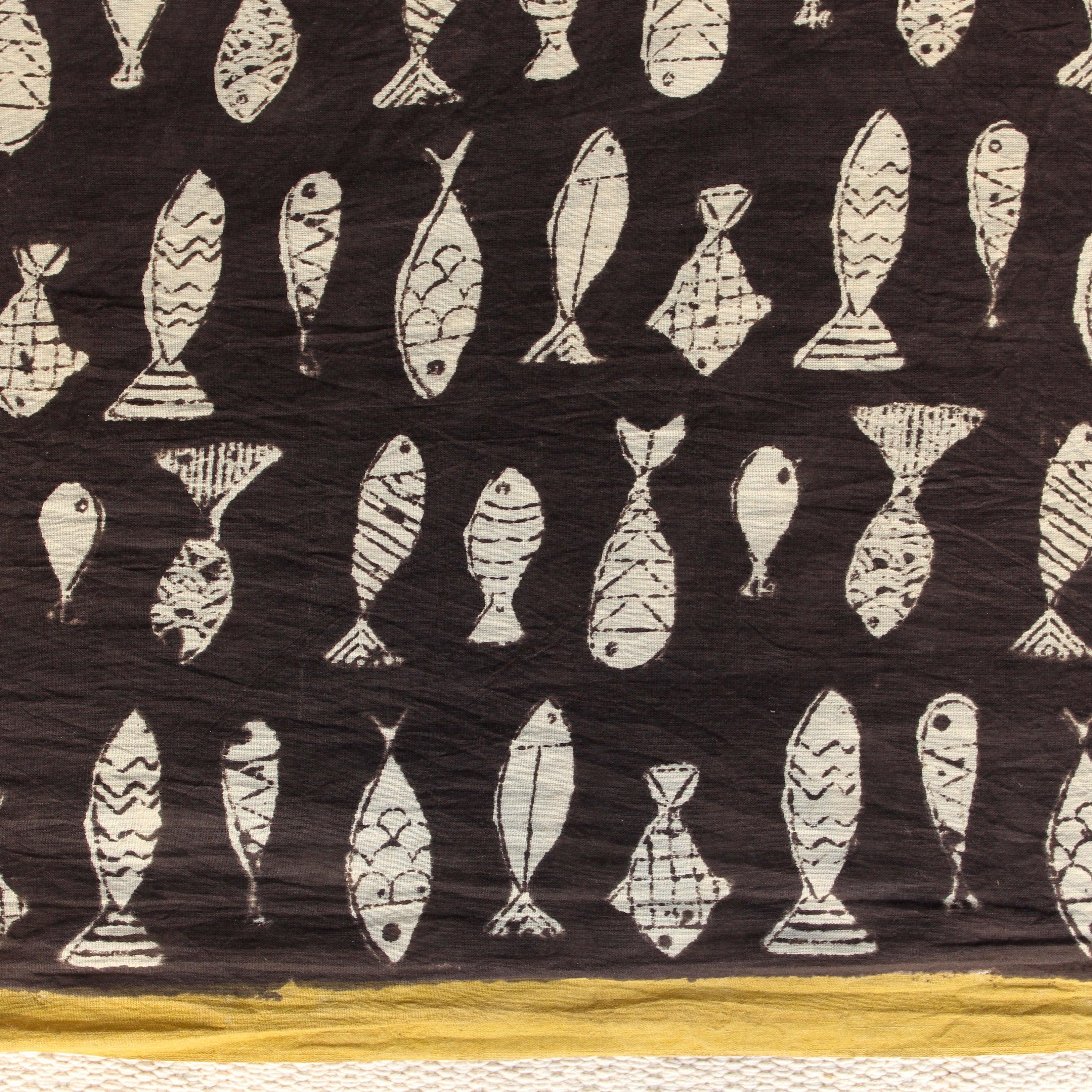 SAREE - Chevron with Fish print - CHHAPA