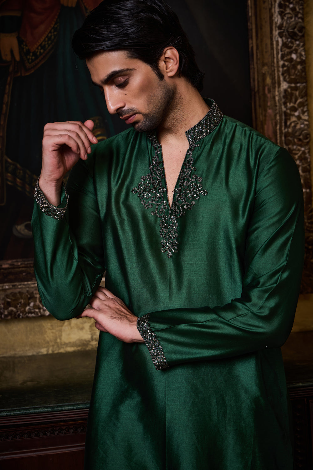 Emerald Green Chanderi Kurta Patiala Salwar Set