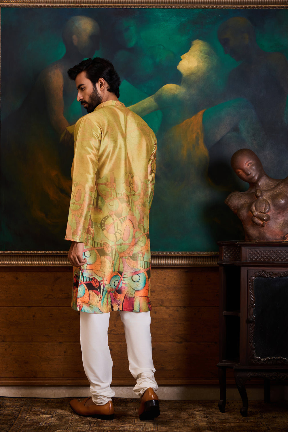 Olive Printed Churidar Set